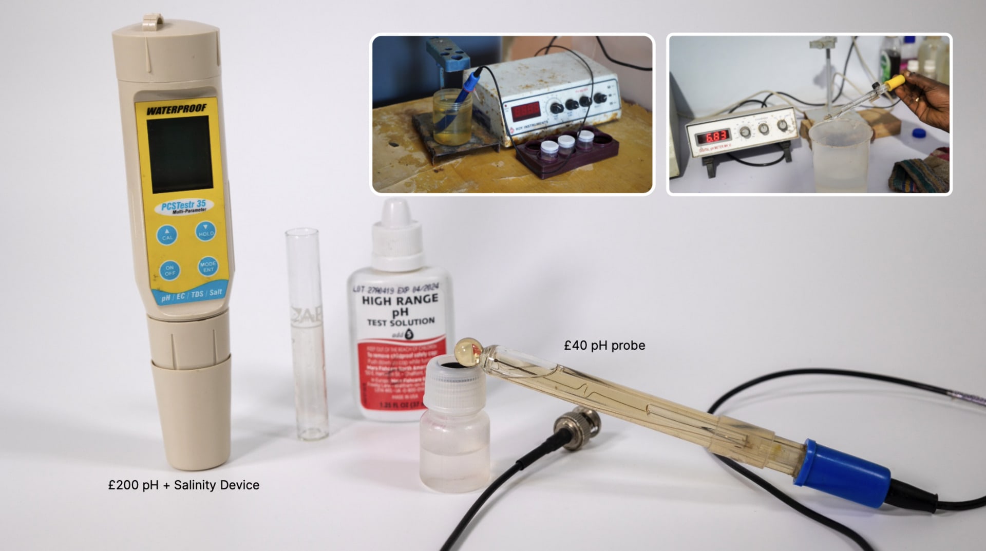 Assortment of pH probes. 