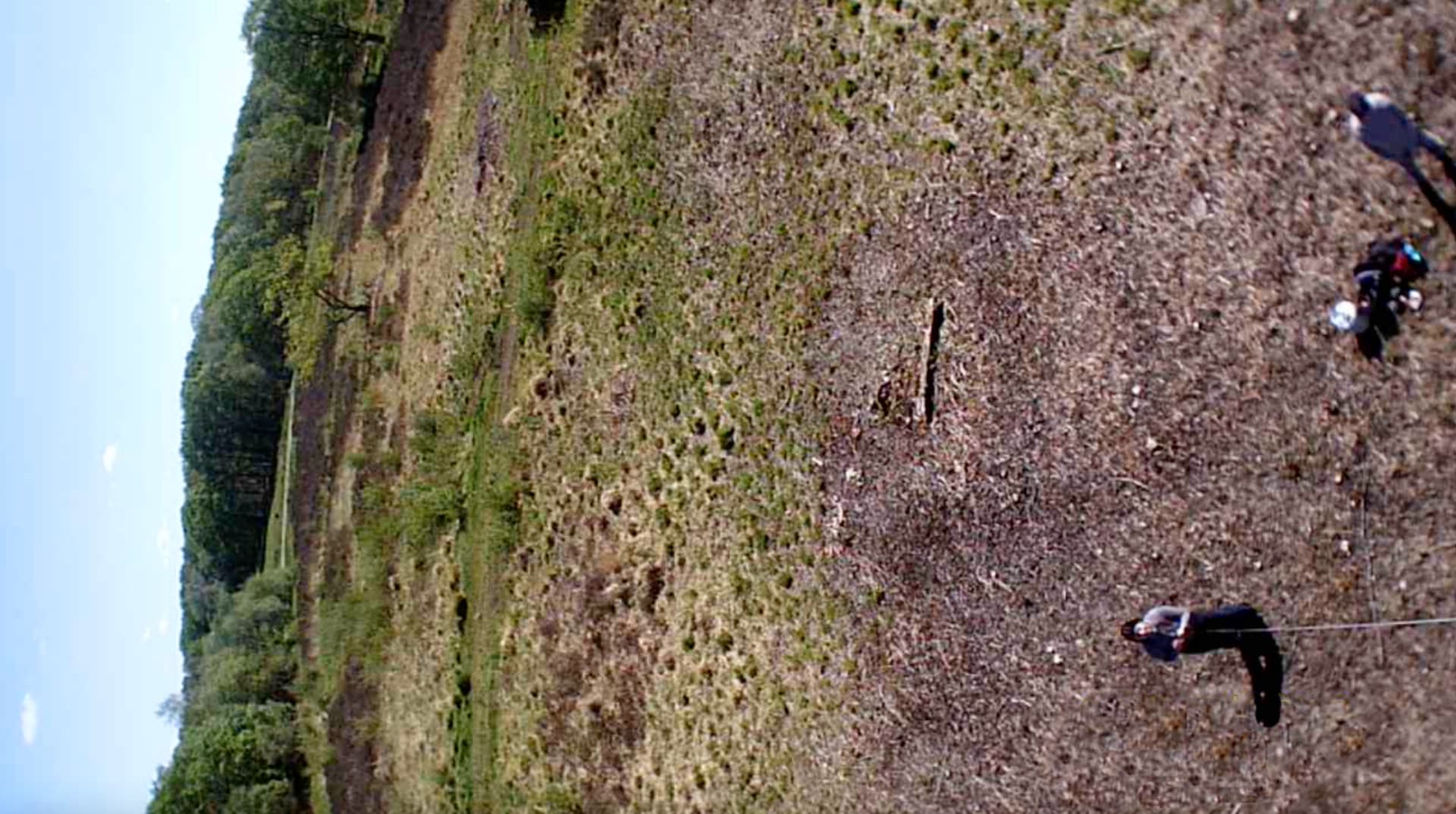 Still frame from the film detailing the five-hour walk across Wimbledon Common.