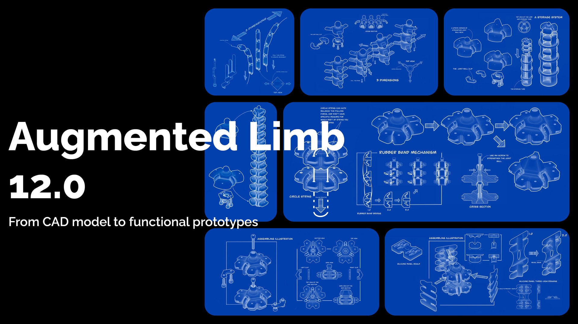 From the original concept to the final functional prototype, the limb has been upgraded 12 times to make every structure on it can cooperate perfectly under its context.