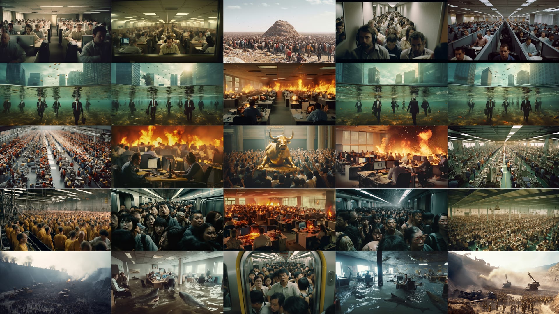 Sample stills from video piece in installation. 