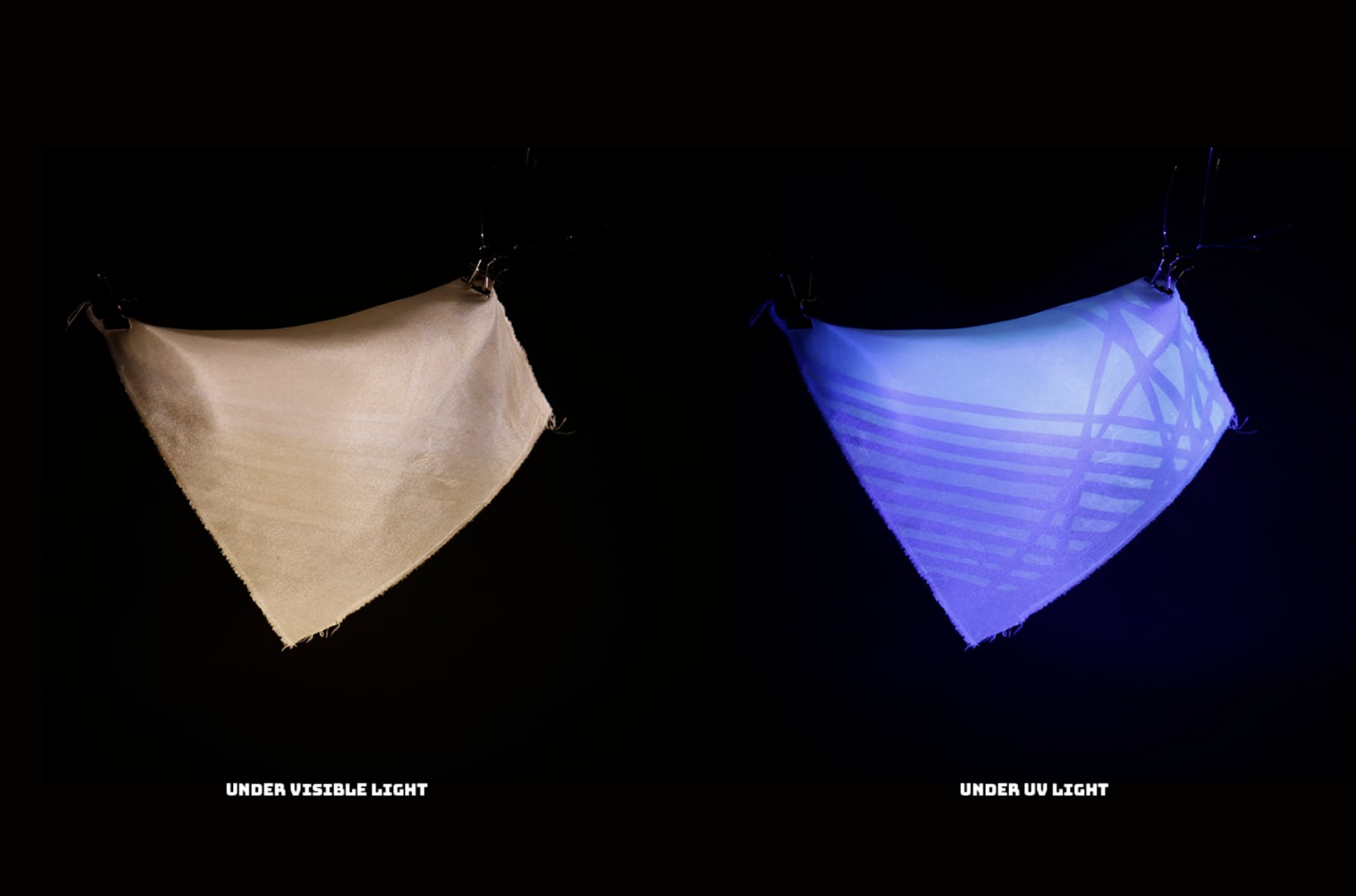 Image shows Textile Fabrics under UV and Visible Light