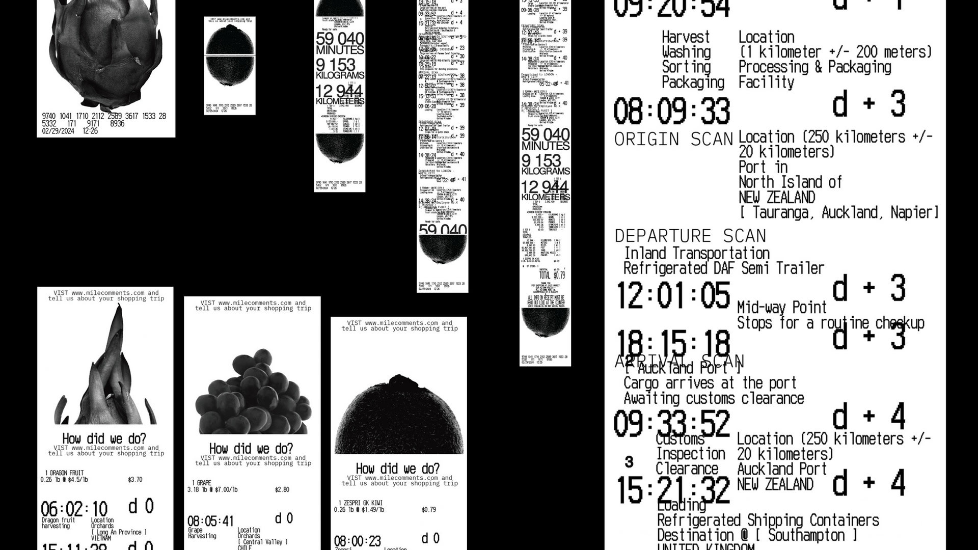 Partial display of fruit invoices