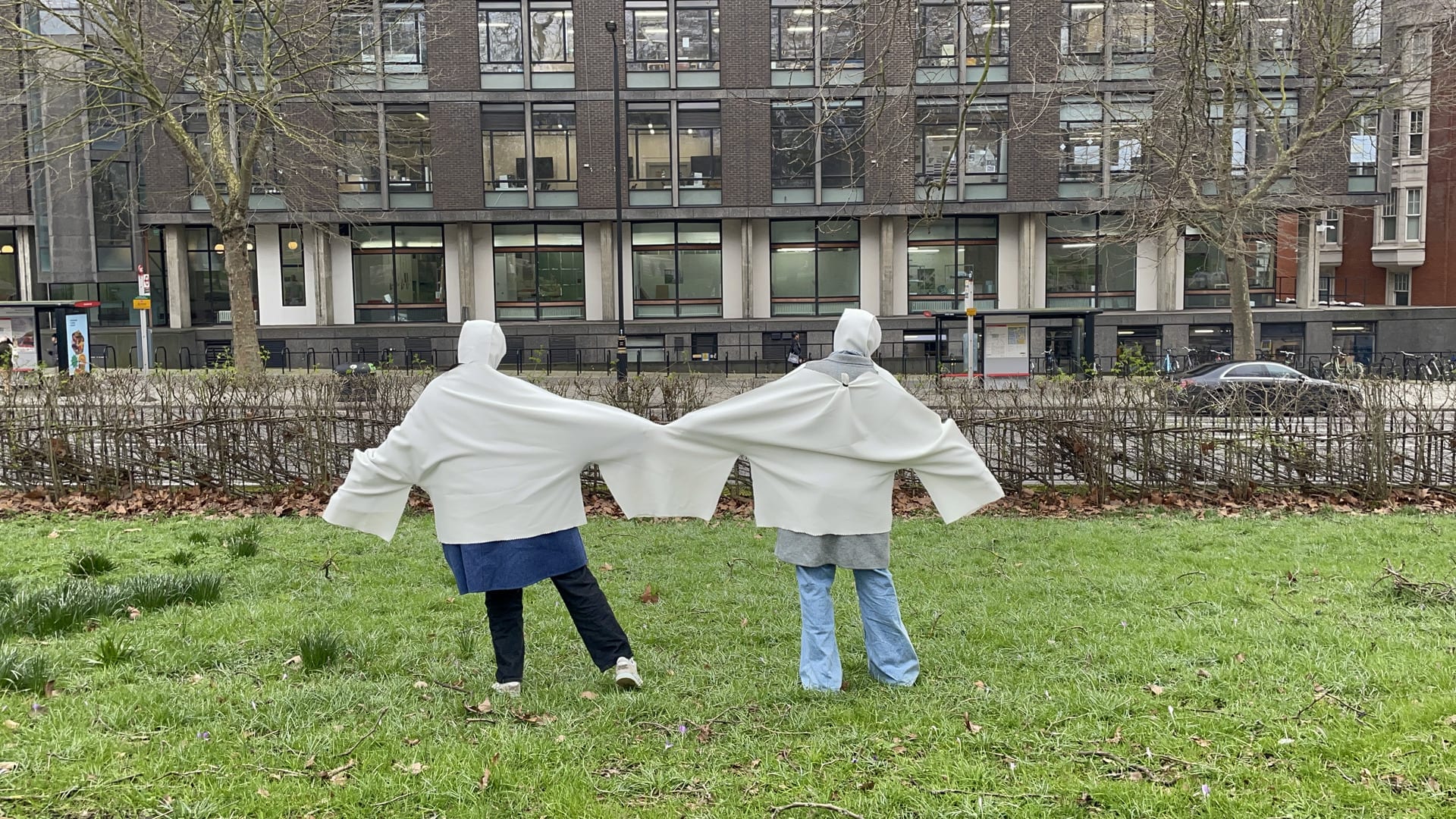 An image of our group's site visit to the park wearing our final garment. 