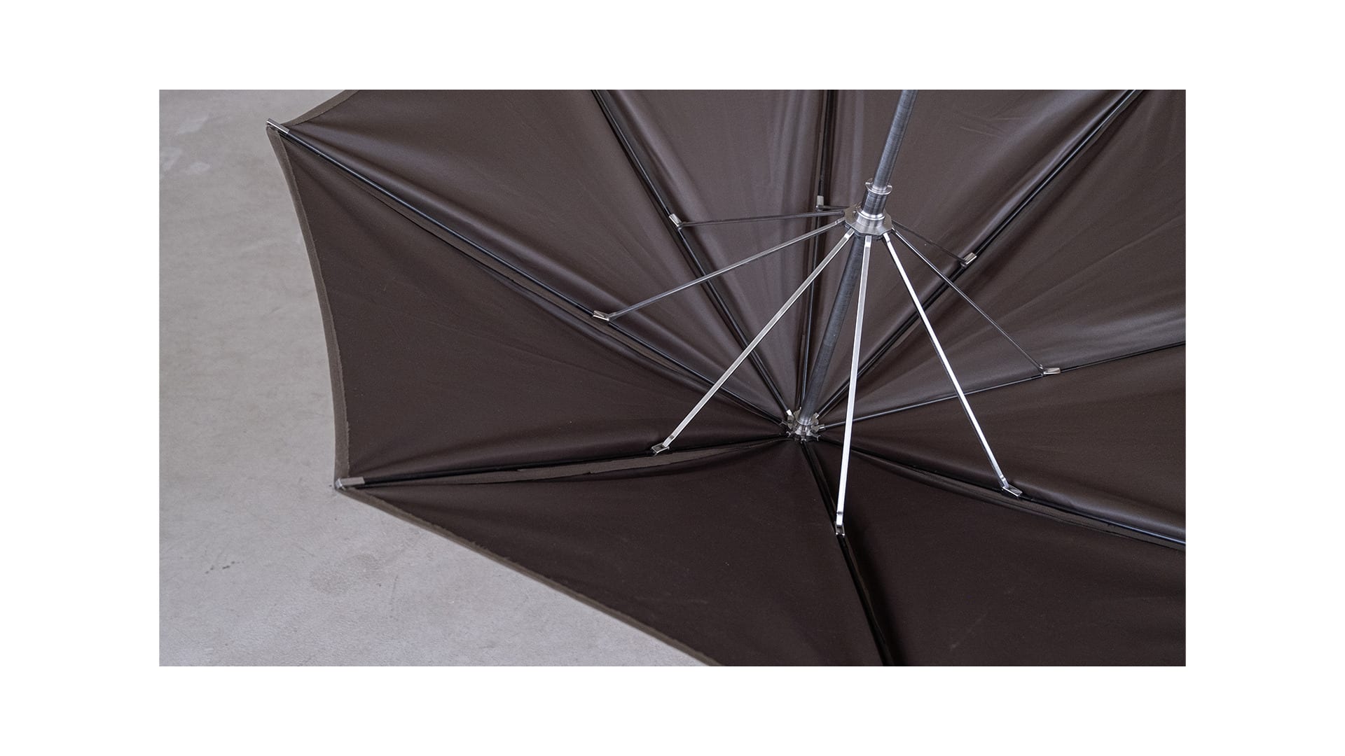 The canopy structure is supported by carbon fibre struts which are highly energy intensive yet very strong and light.