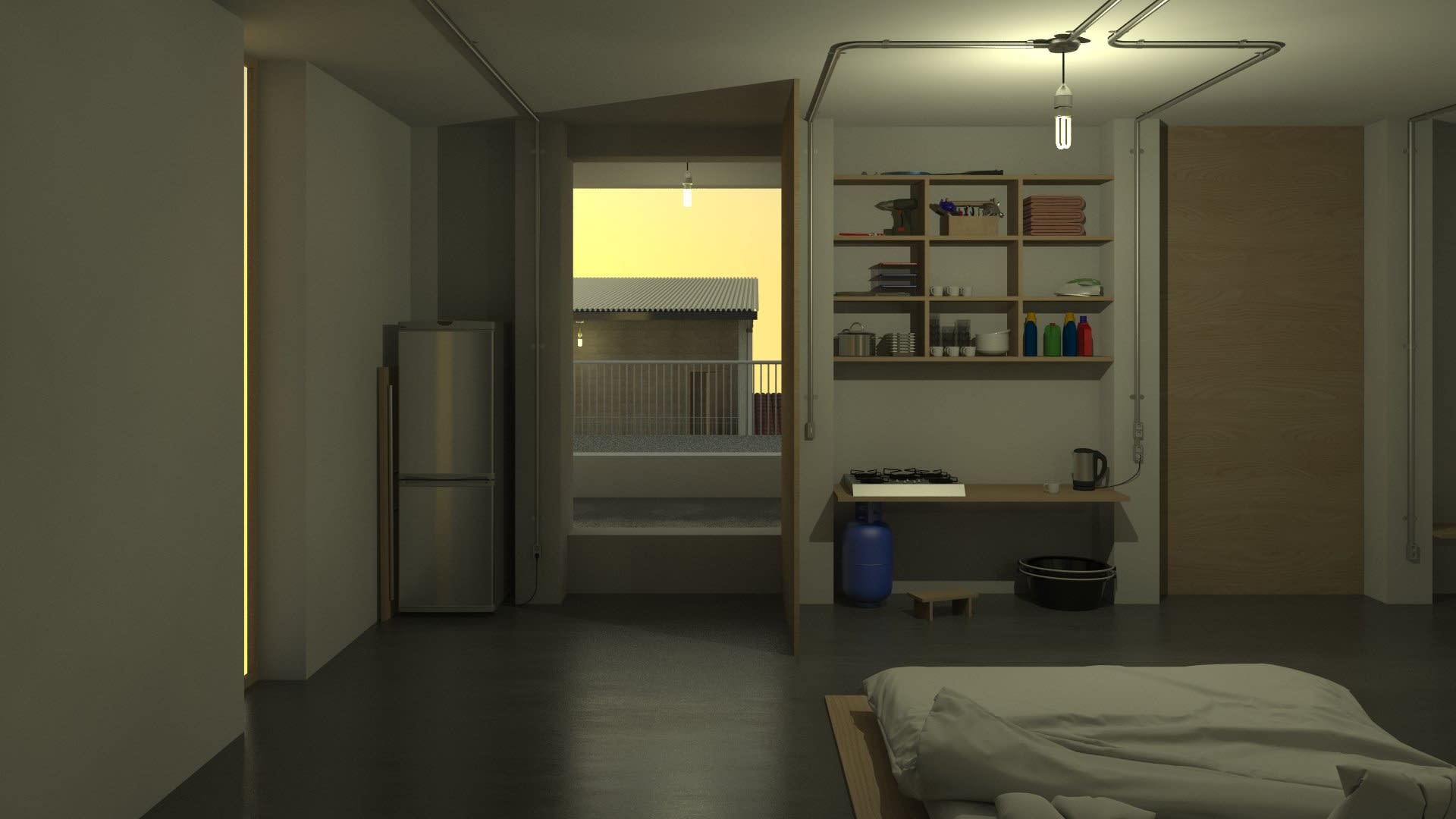 Housing Unit as Bedroom and Storage