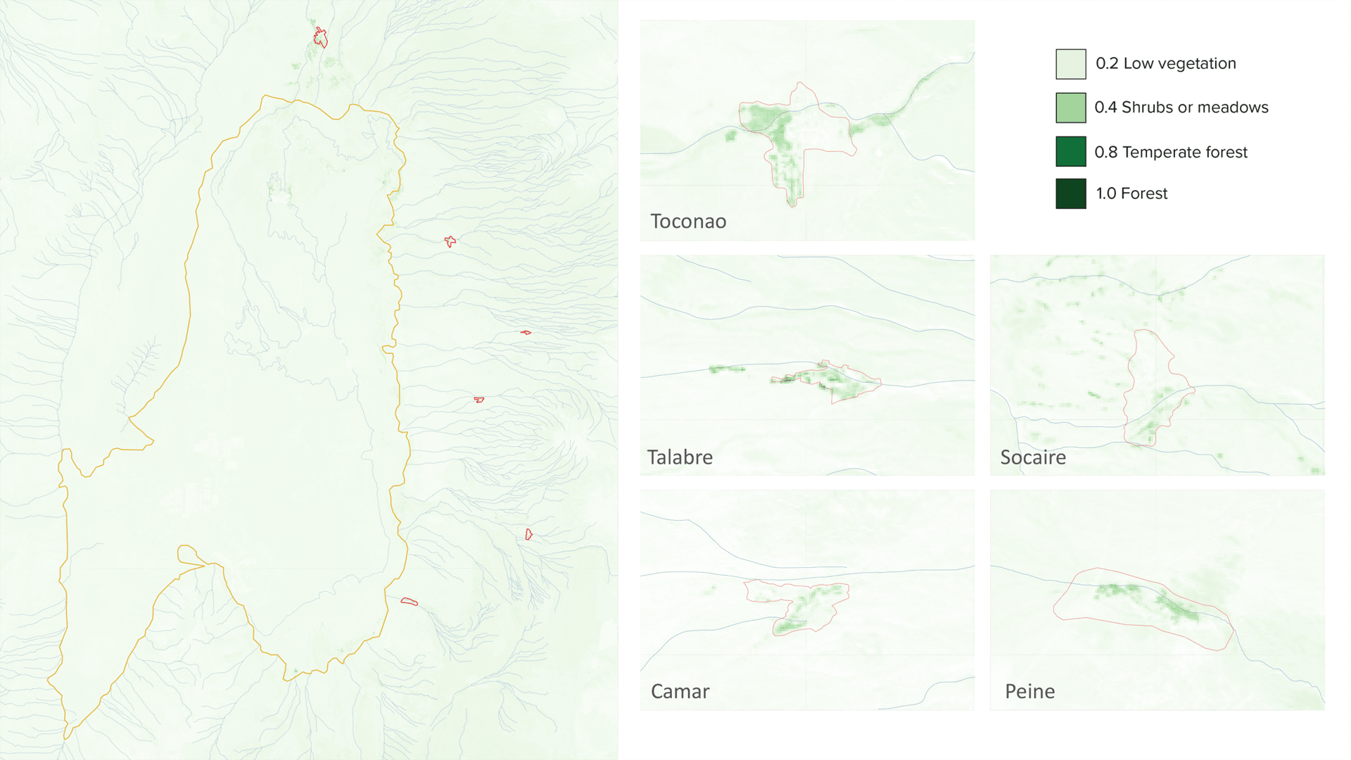 Drawings showing NDVI Analysis for the Selected Towns