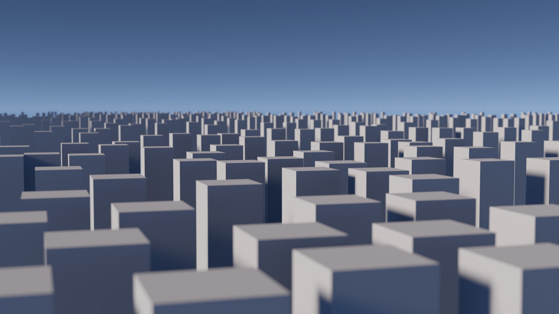 3D rendering of a landscape comprised of hundreds of white towers. 