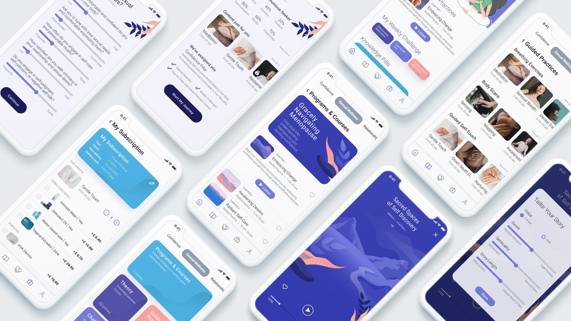 viva app mockup screens