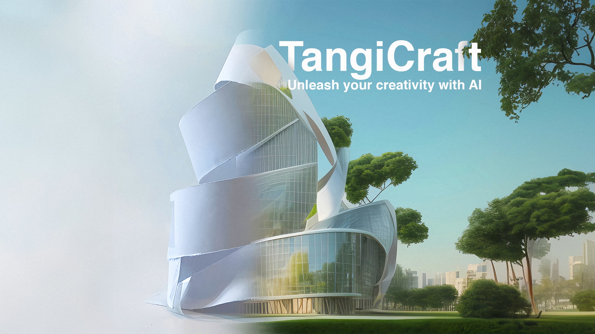 hero image of TangiCraft, showcasing the transformation from physical model to AI powered digital model rendering