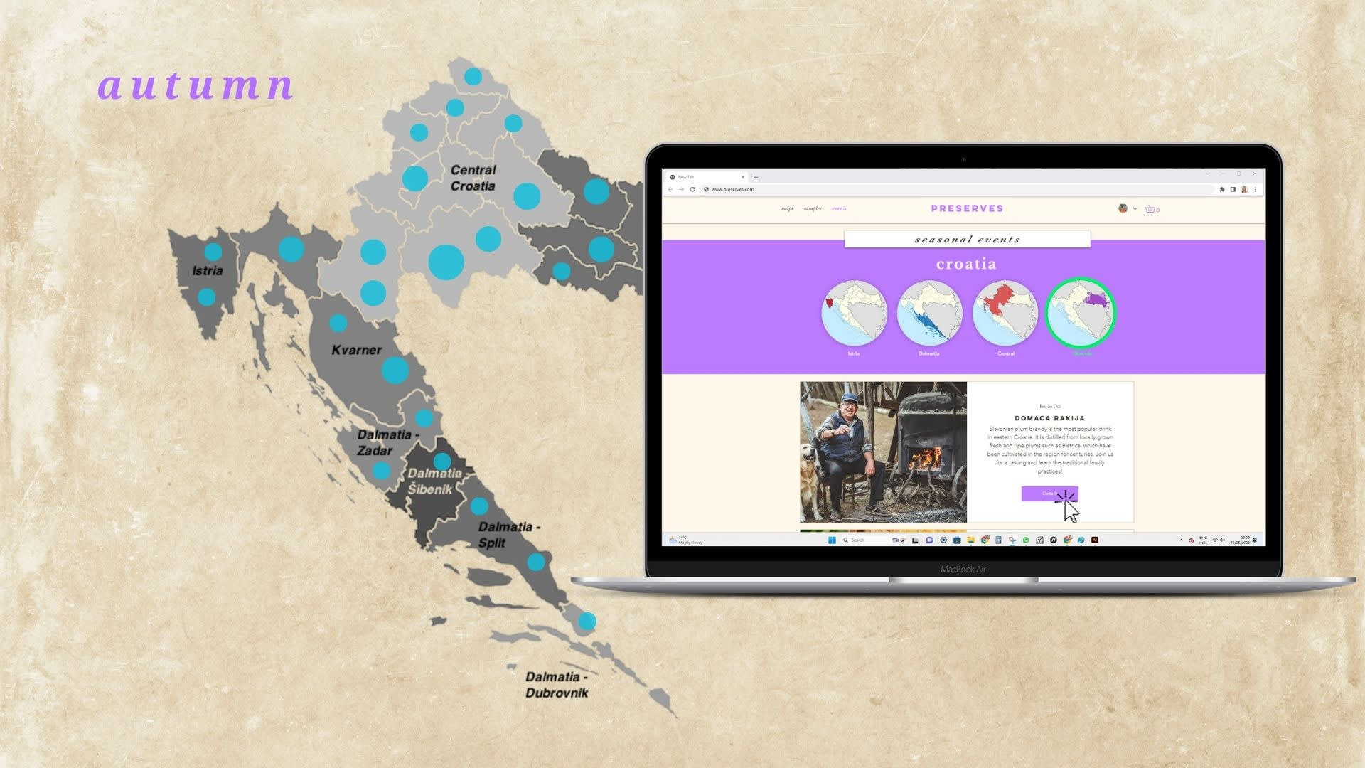 Map of farmer coalitions and web page booking seasonal events