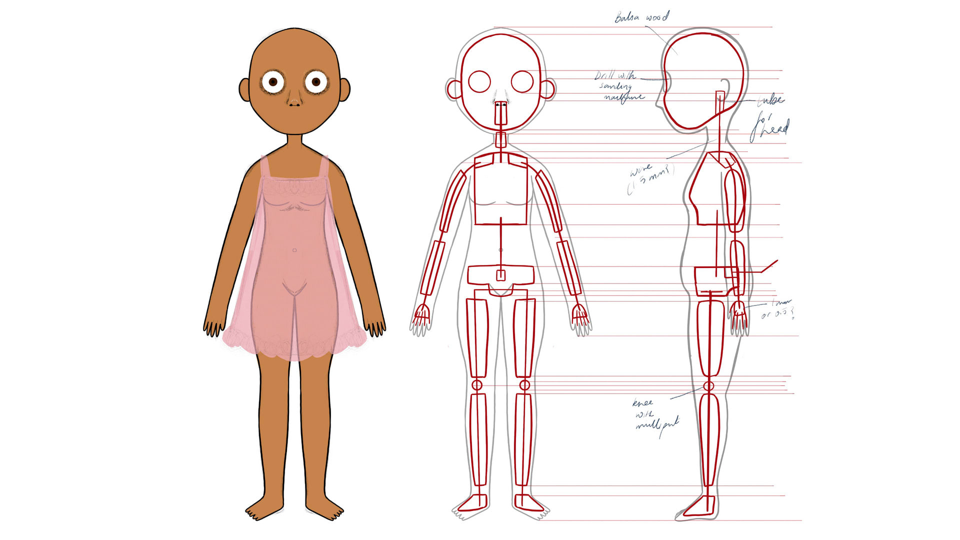 Initial character design with armature structure