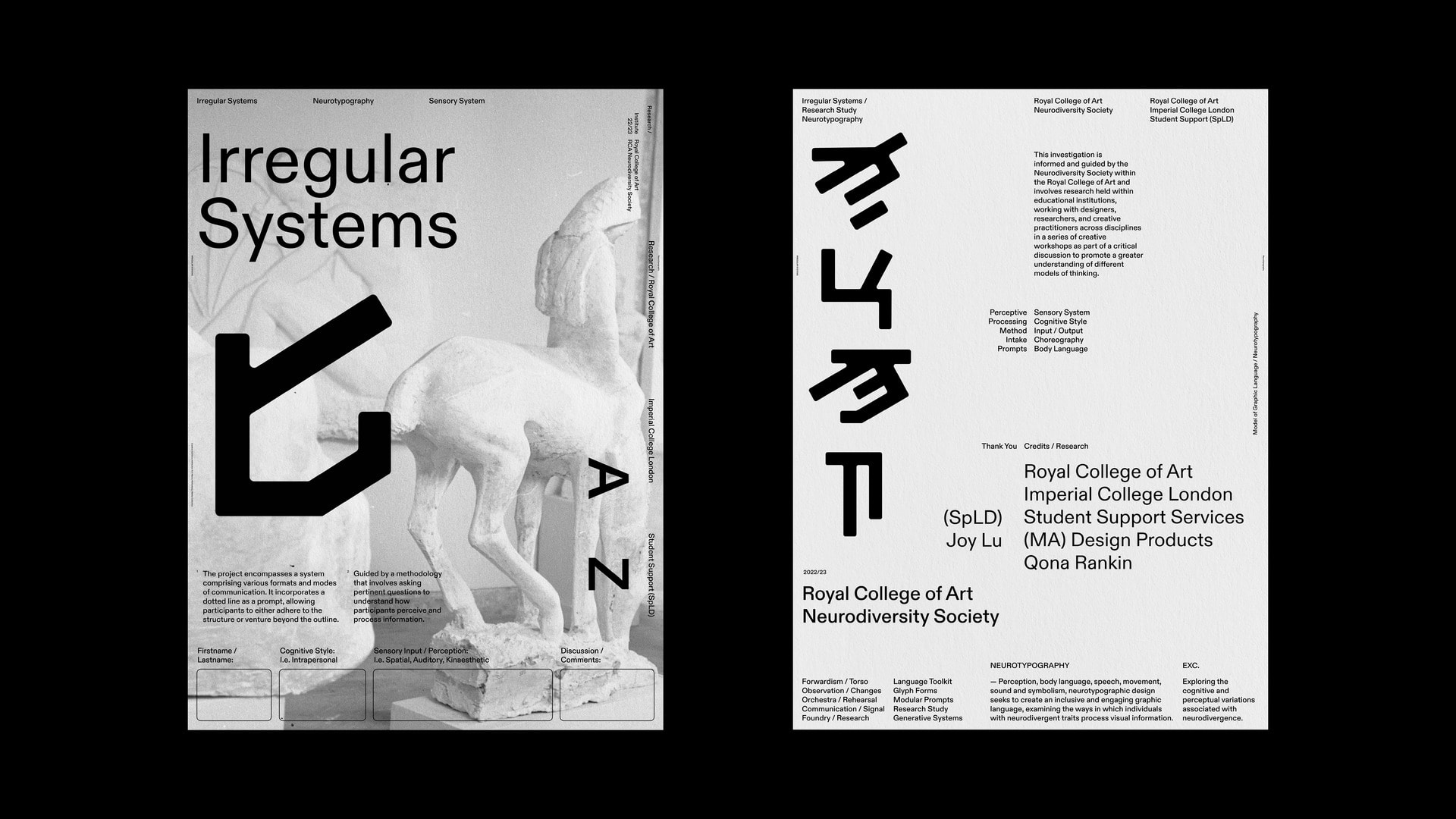 Two sheets of documentation, neurotypography guidelines, and process, containing instructions on the method for neurotypography.