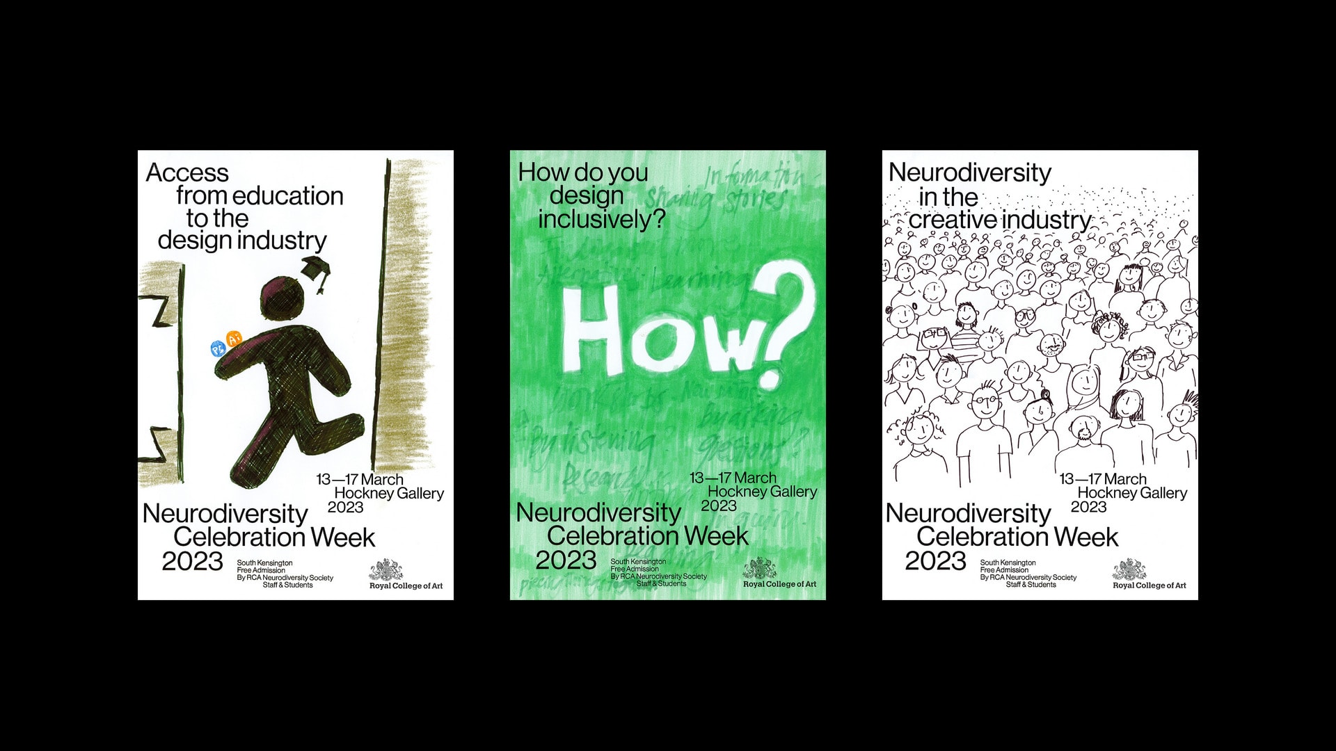 A collection of illustrated workshop posters by students on various social issues in education.