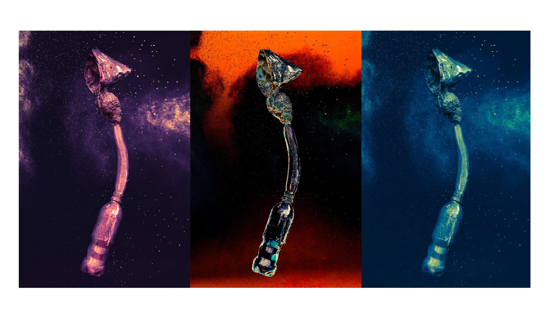 digital collage of alluminum ladles