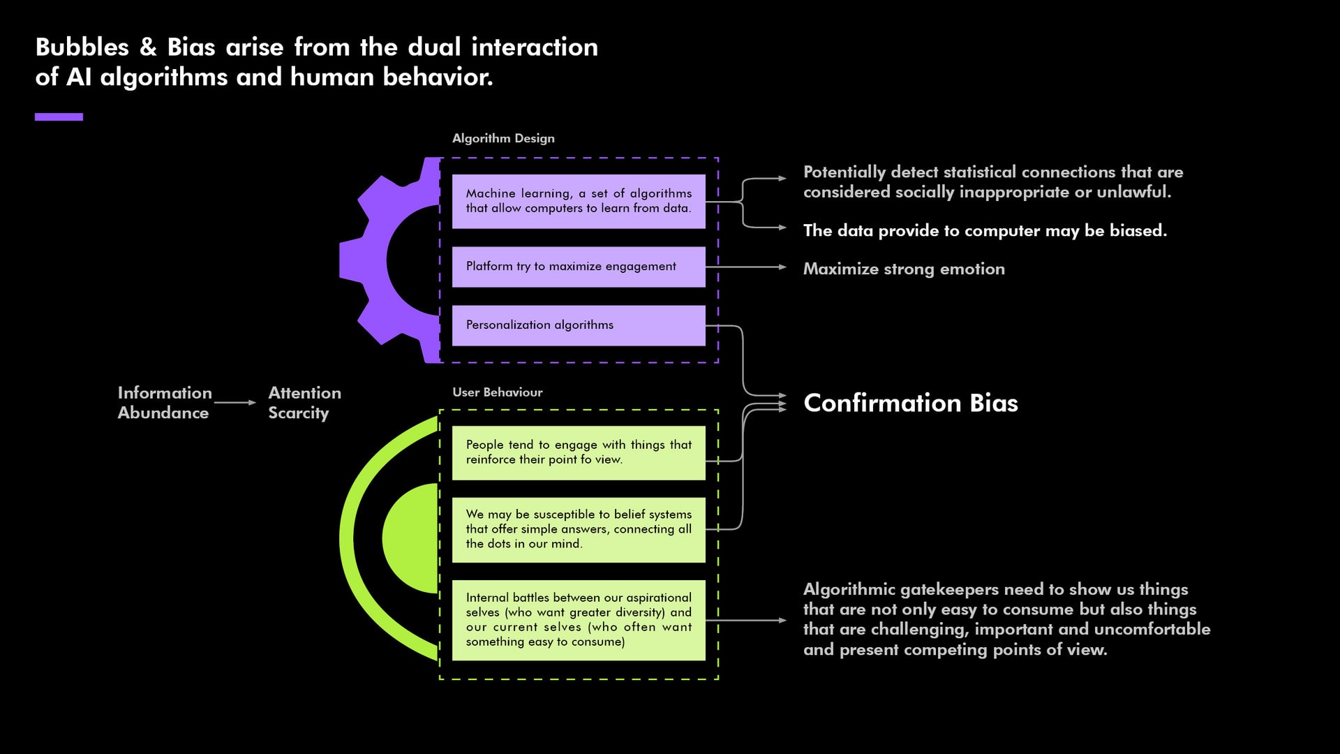 Algorithm design & users' behaviour leads to confirmation bias