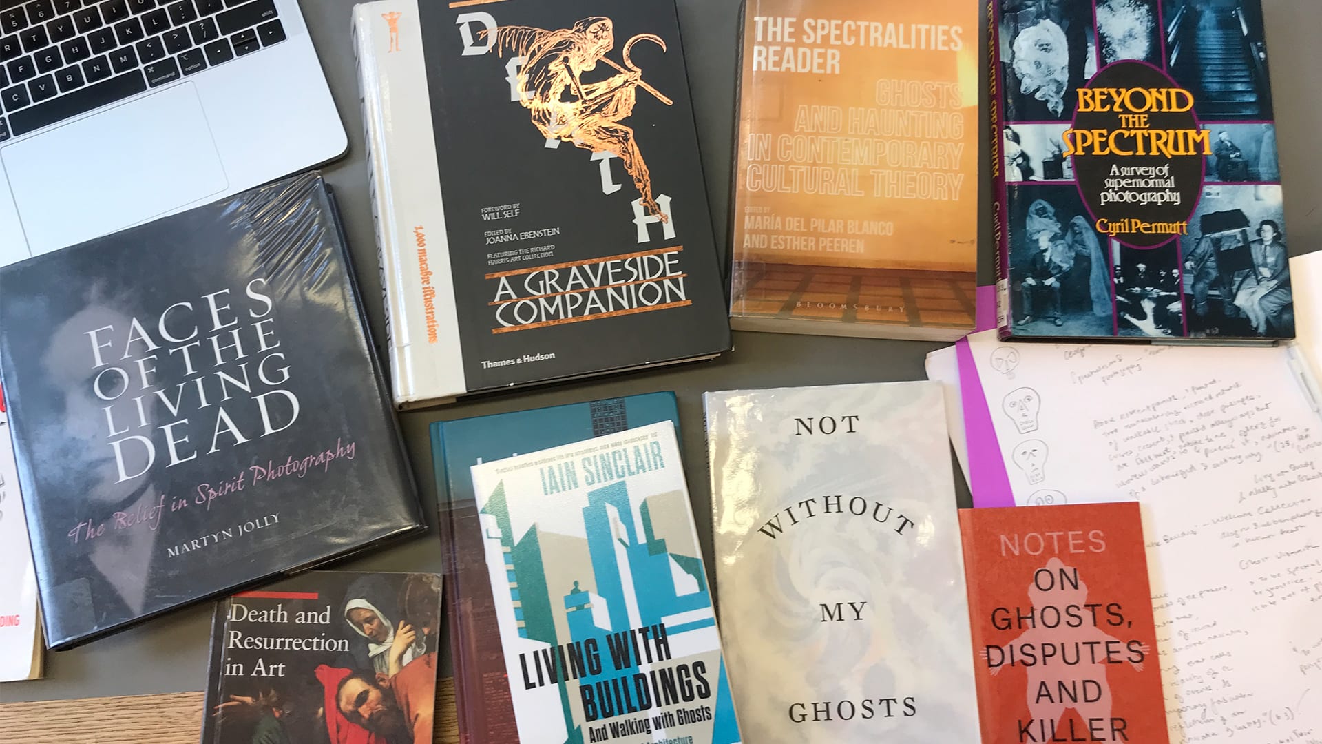 Selection of books related to ghosts and hauntology 