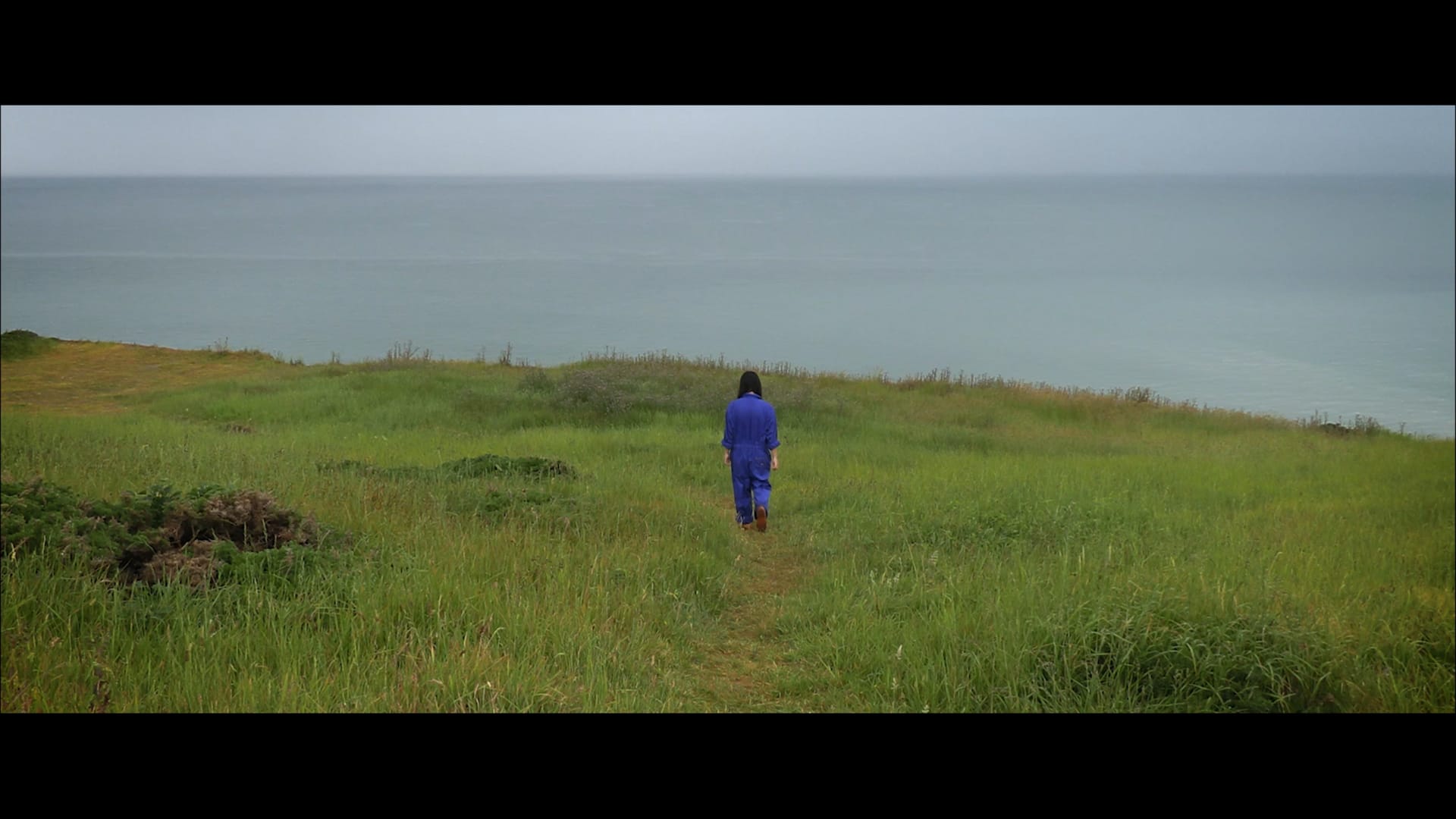 artist is walking on a field of grass