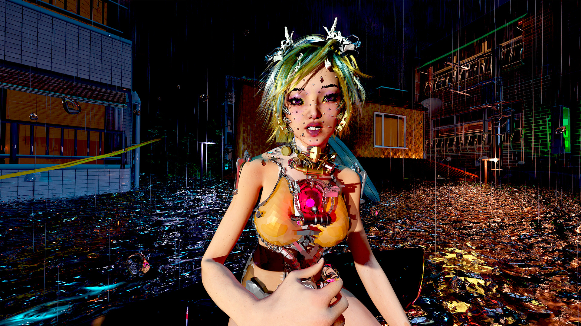 A girl in the flood