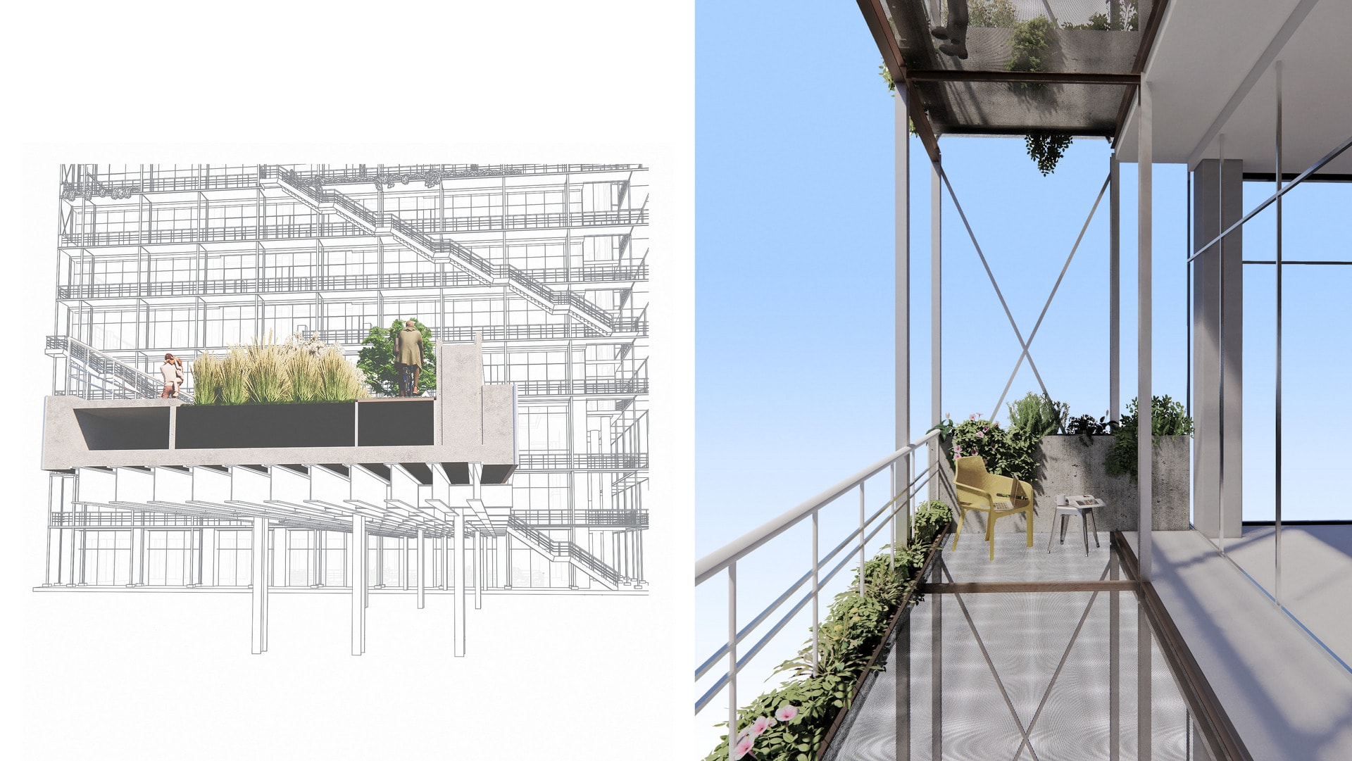 HIGHLINE SECTION (L) - FACADE DETAIL (R)