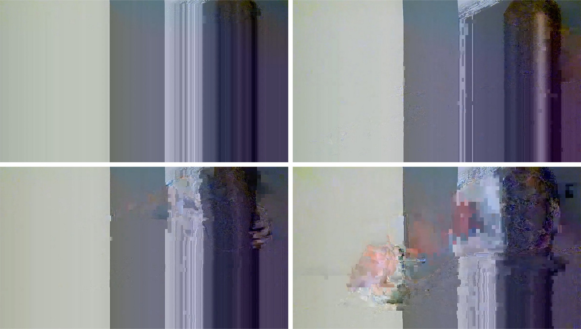 Four pixelated screenshots of an unidentifiable webcam performer