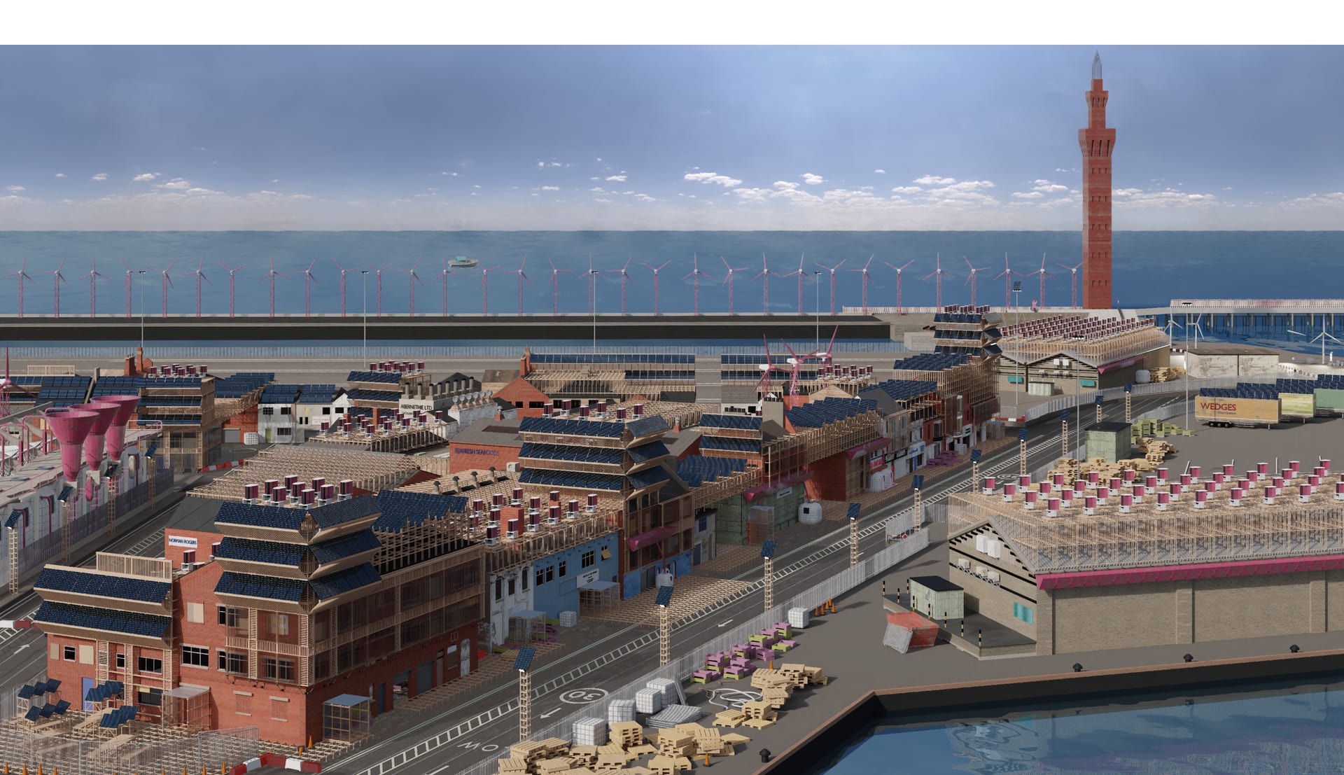 Overview of Grimsby Docks with Bolt-on Apolog