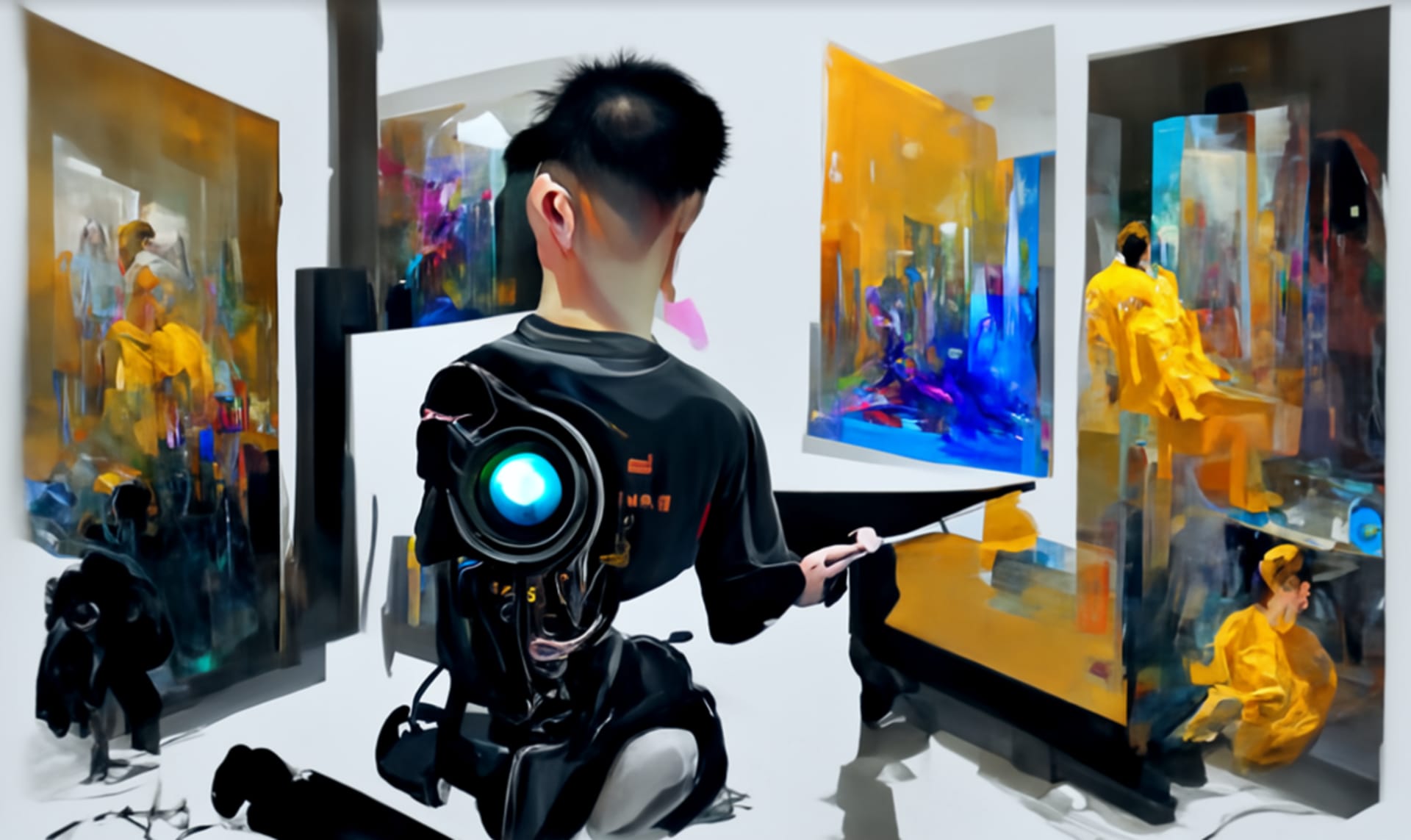 This is a work created in cowork with AI. The theme is "AI painters are painting"