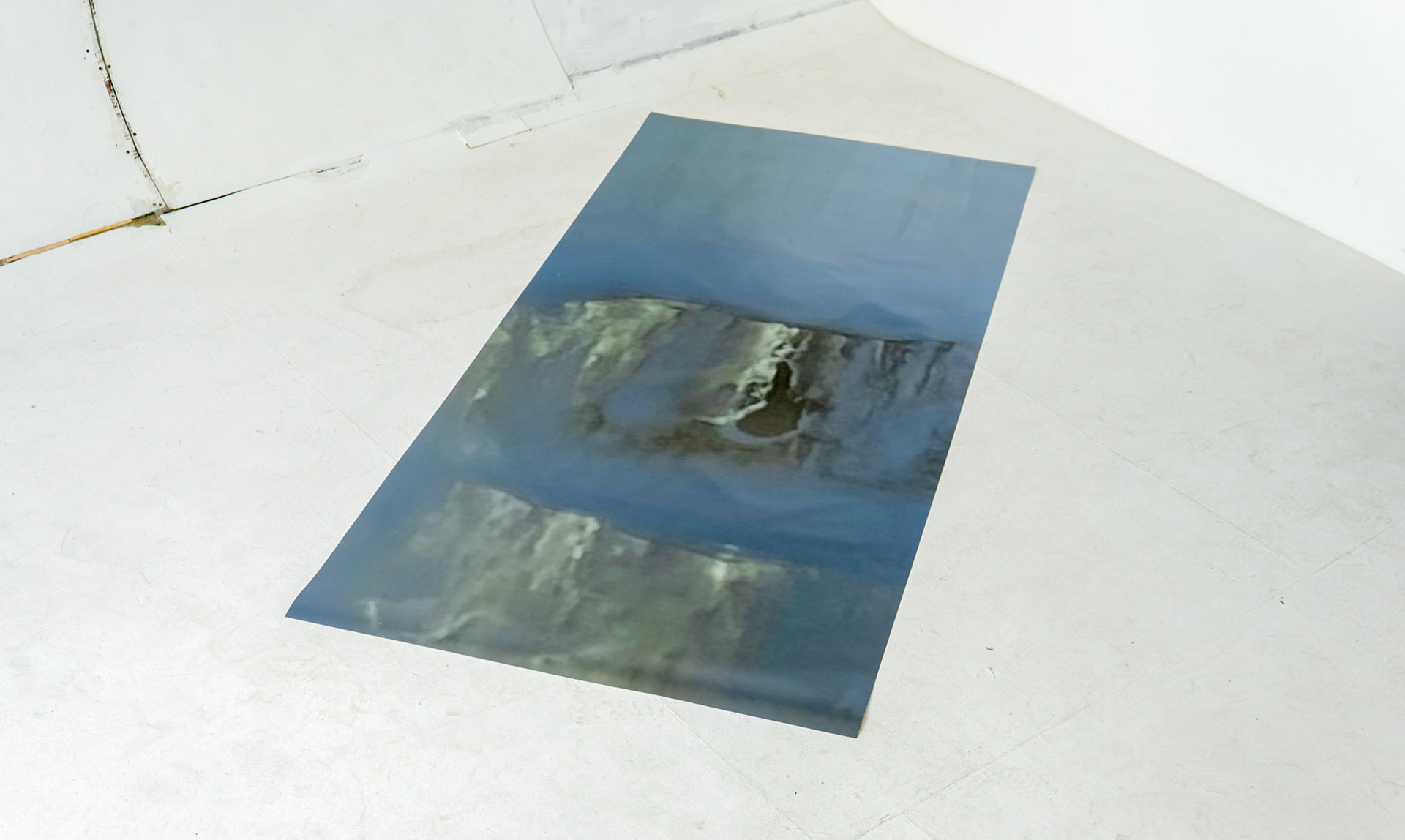 Mounted on floor print size: 200cm x 100cm, title: Waterfall 