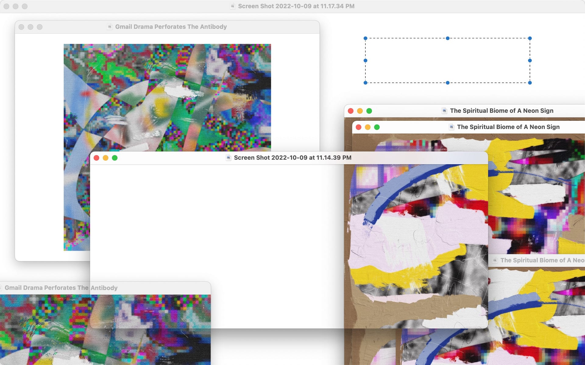 Digital paintings in scattered windows