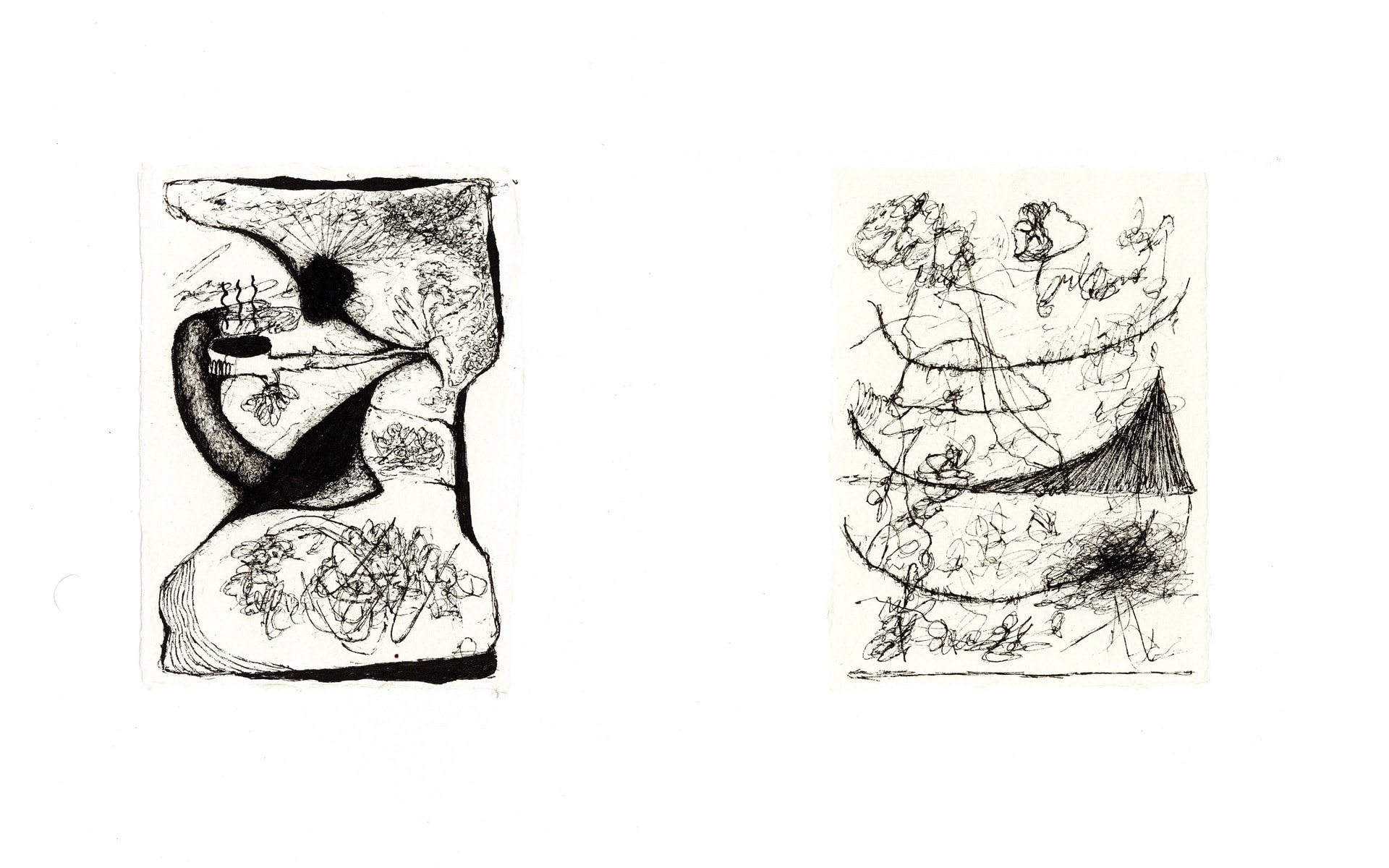 Two a6 ink drawings on paper