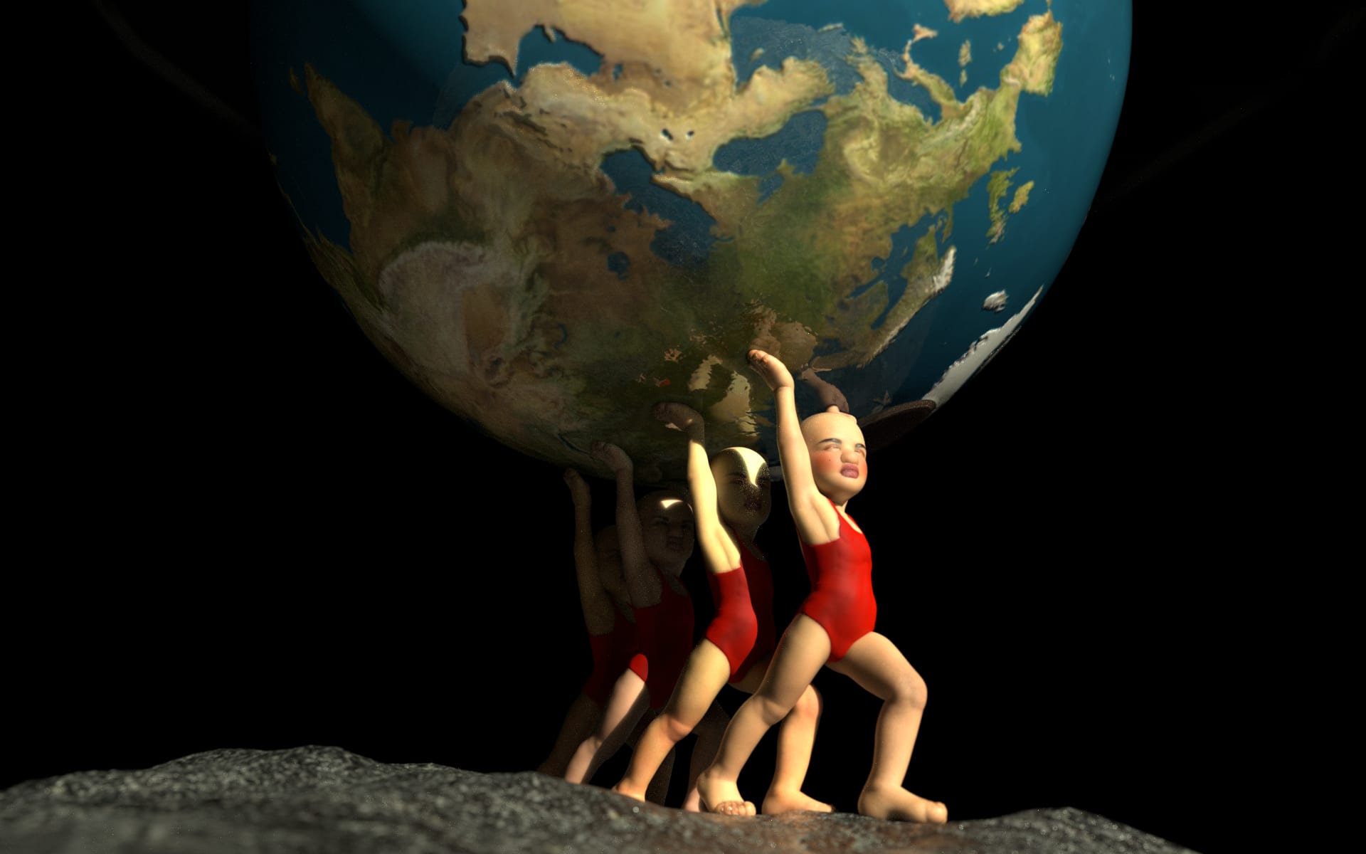 little red man lift the earth