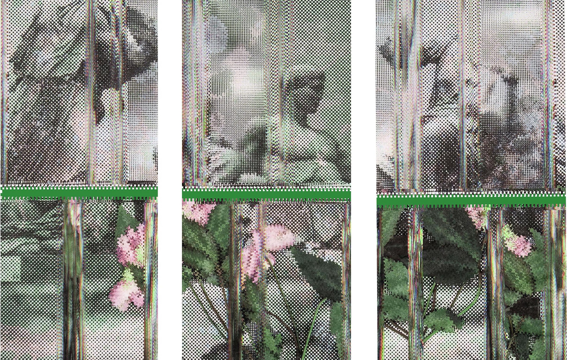 Tryptic showing mixed up and glitched Marbles from the British Museum 