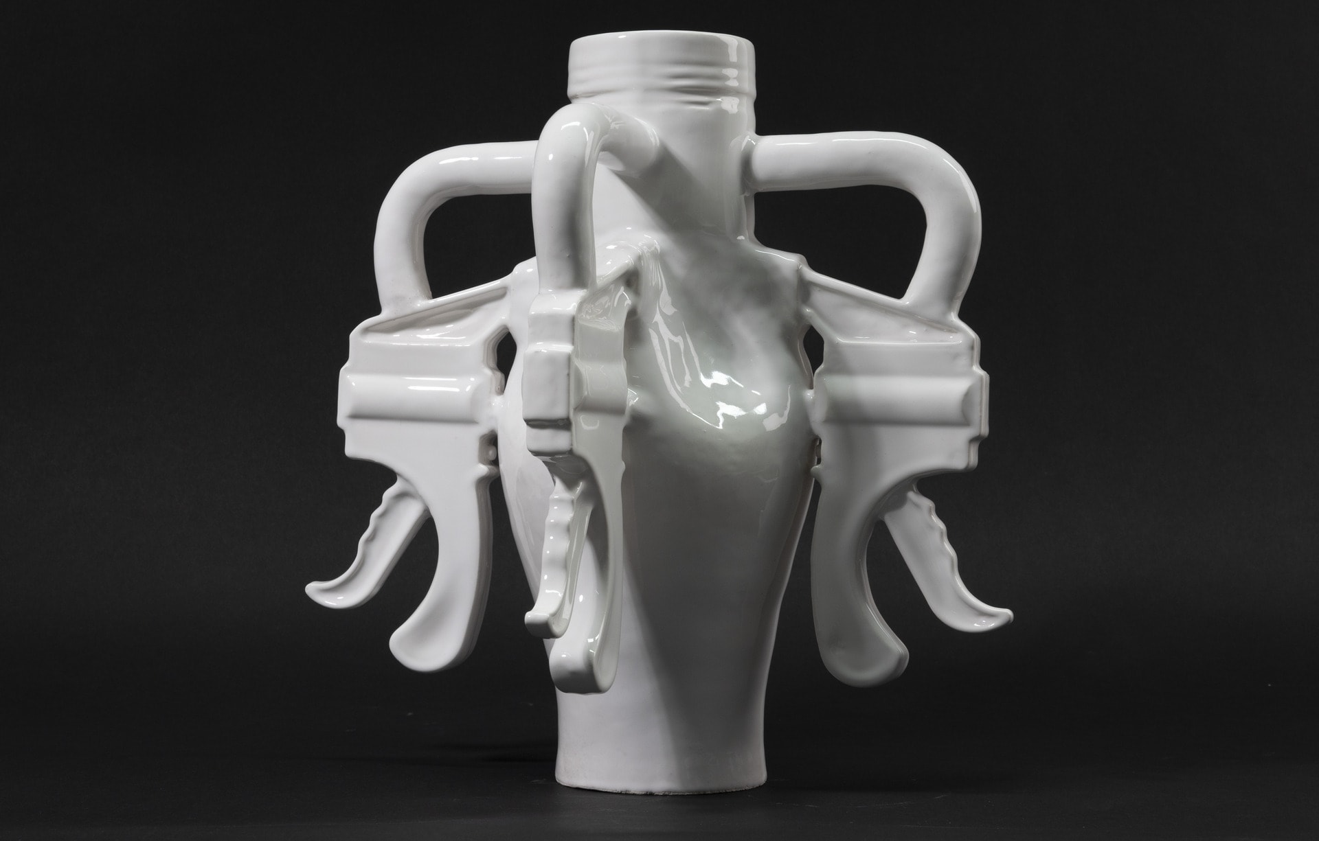 Ceramic sculpture 'Angel from an Antique land' Slip cast objects attached to a hand built form.