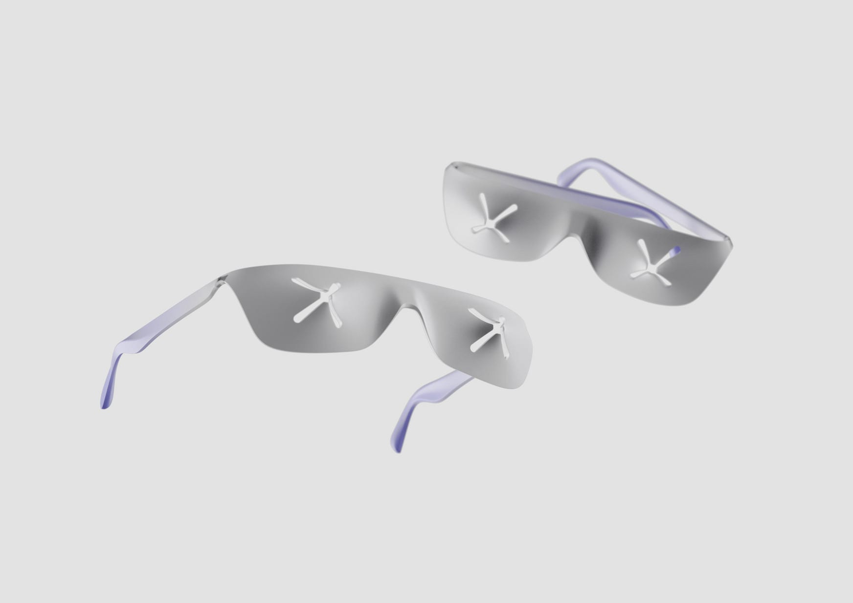 Glasses with holes drilled in an x-shaped pattern on both sides.