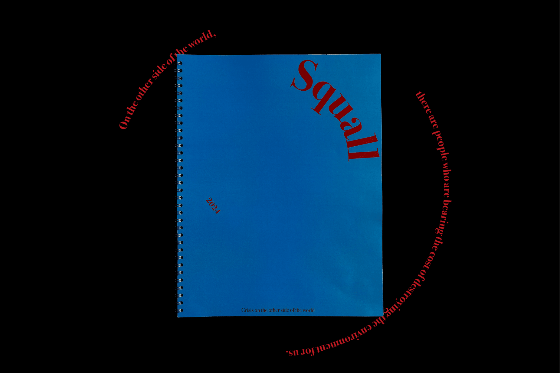Magazine with blue cover on black background, titled Squall