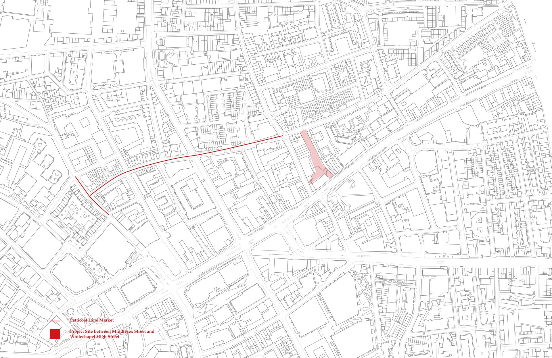 site plan showing proximity of site to petticoat lane market