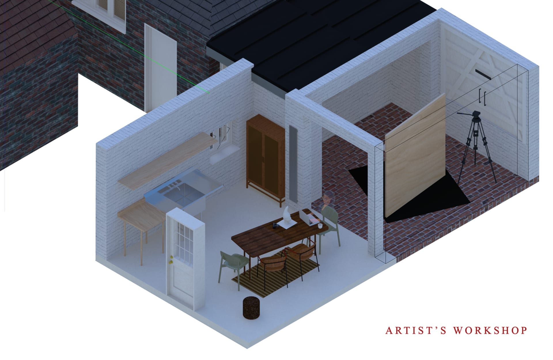 axonometrical cad render drawing 