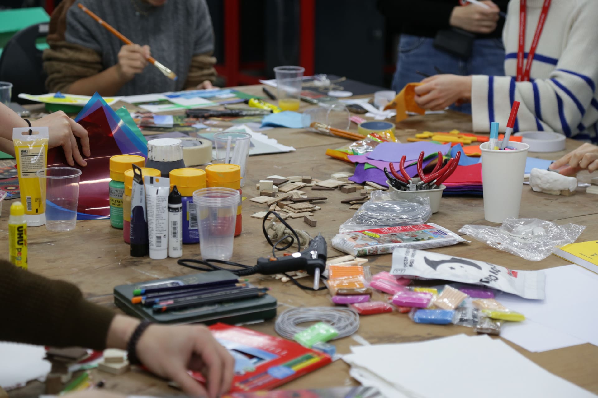 Table of craft materials being used