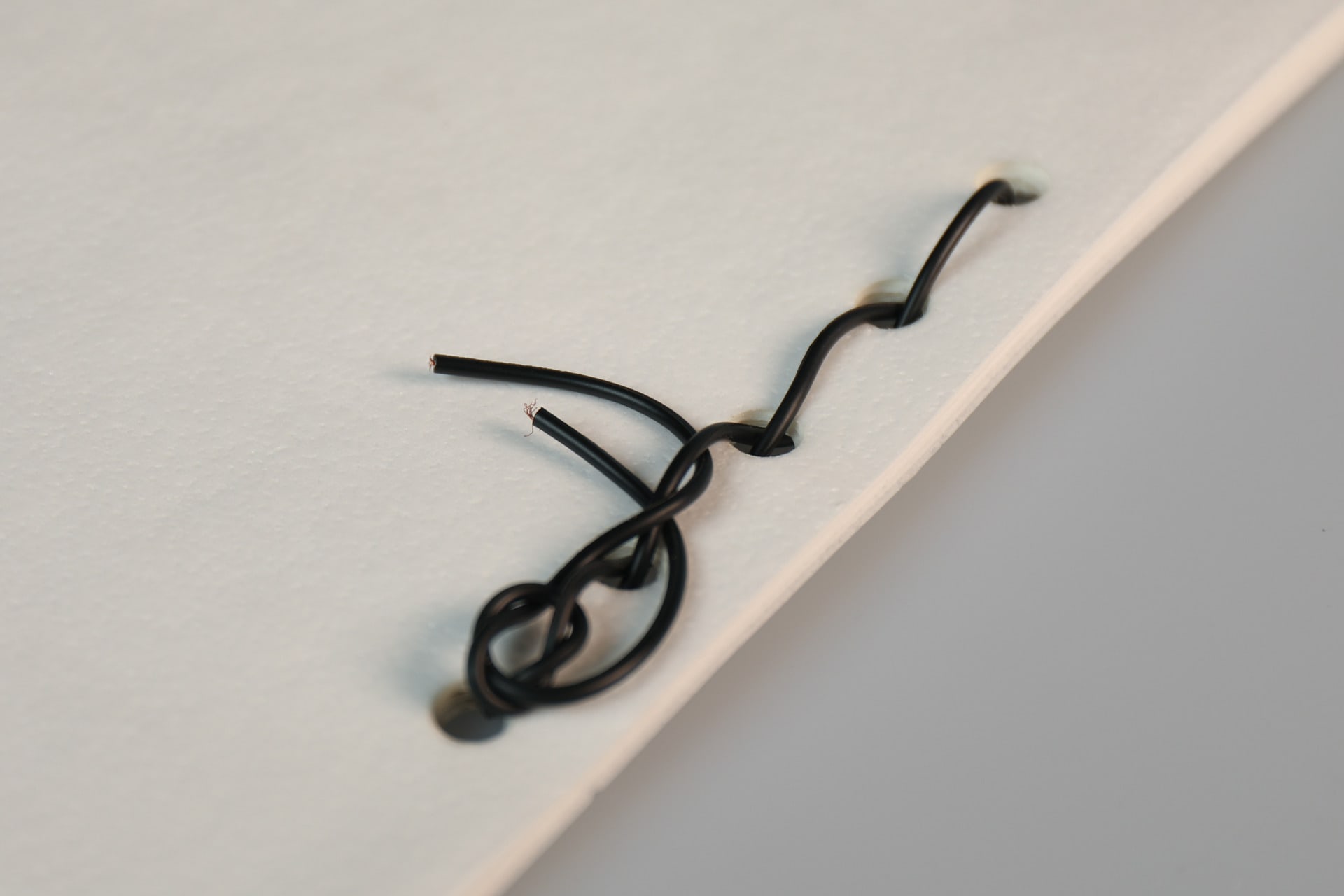 Electrical wire binds edible booklet.