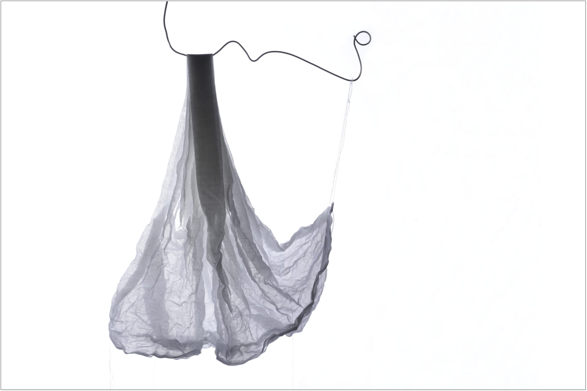 The Ginko bag made in ethereal muslin and back lit to clearly show its construction