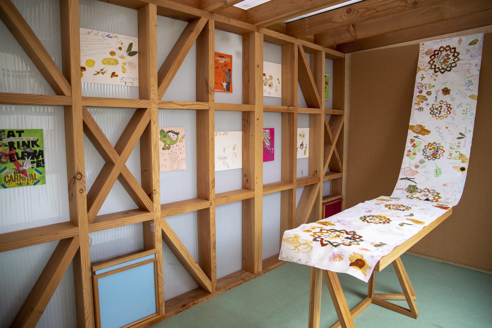 Students' artworks exhibited in The Bothy at Southwark Park Galleries