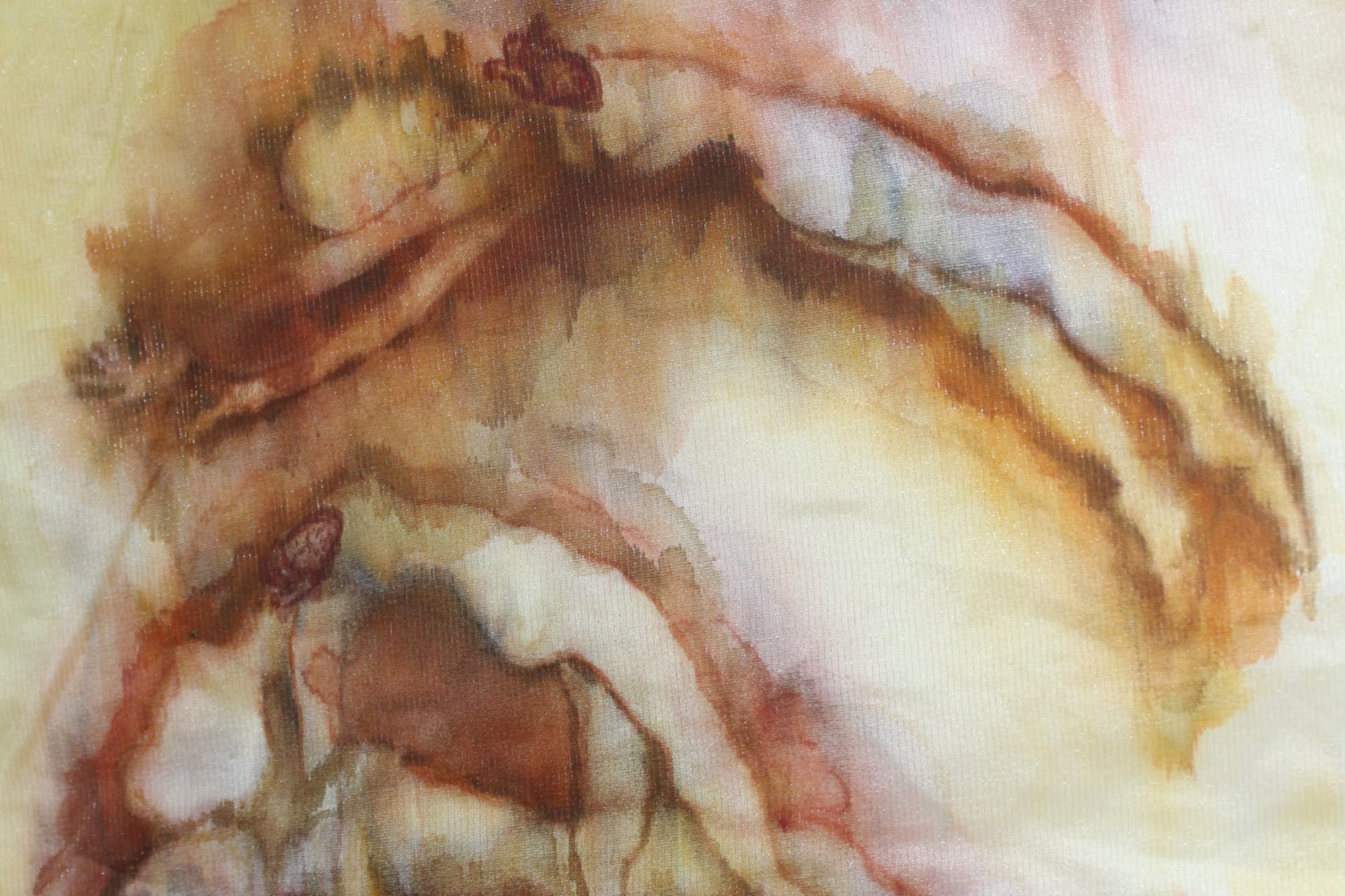 Ascending Descending , Coloured inks and thread on silk