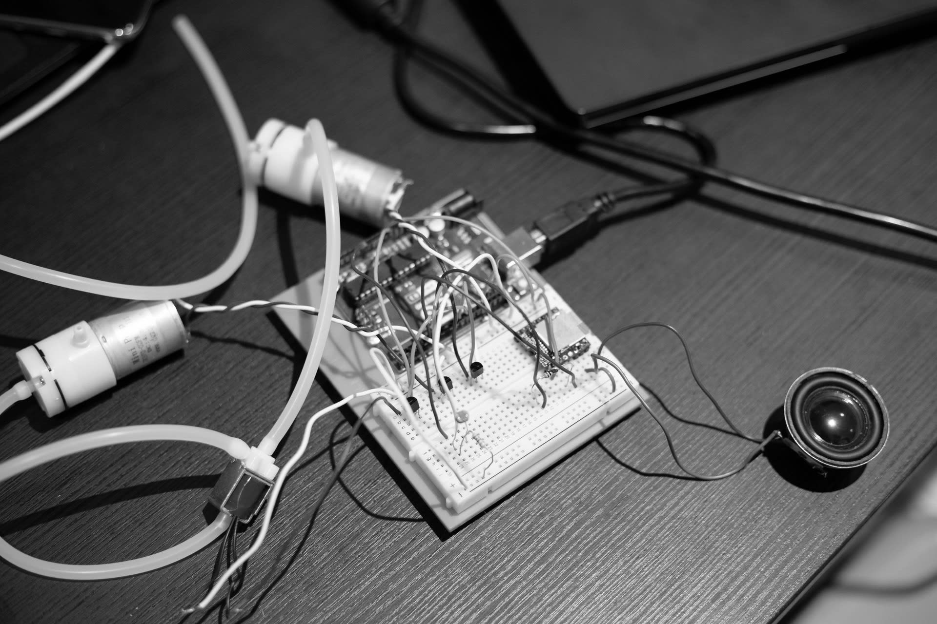 Assembling components into a breadboard to test speaker and valves