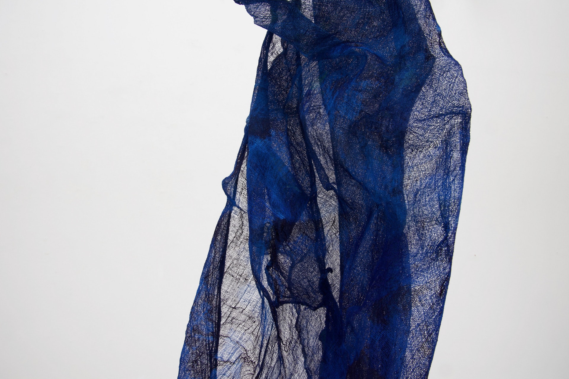 detail of fabric blue sculpture