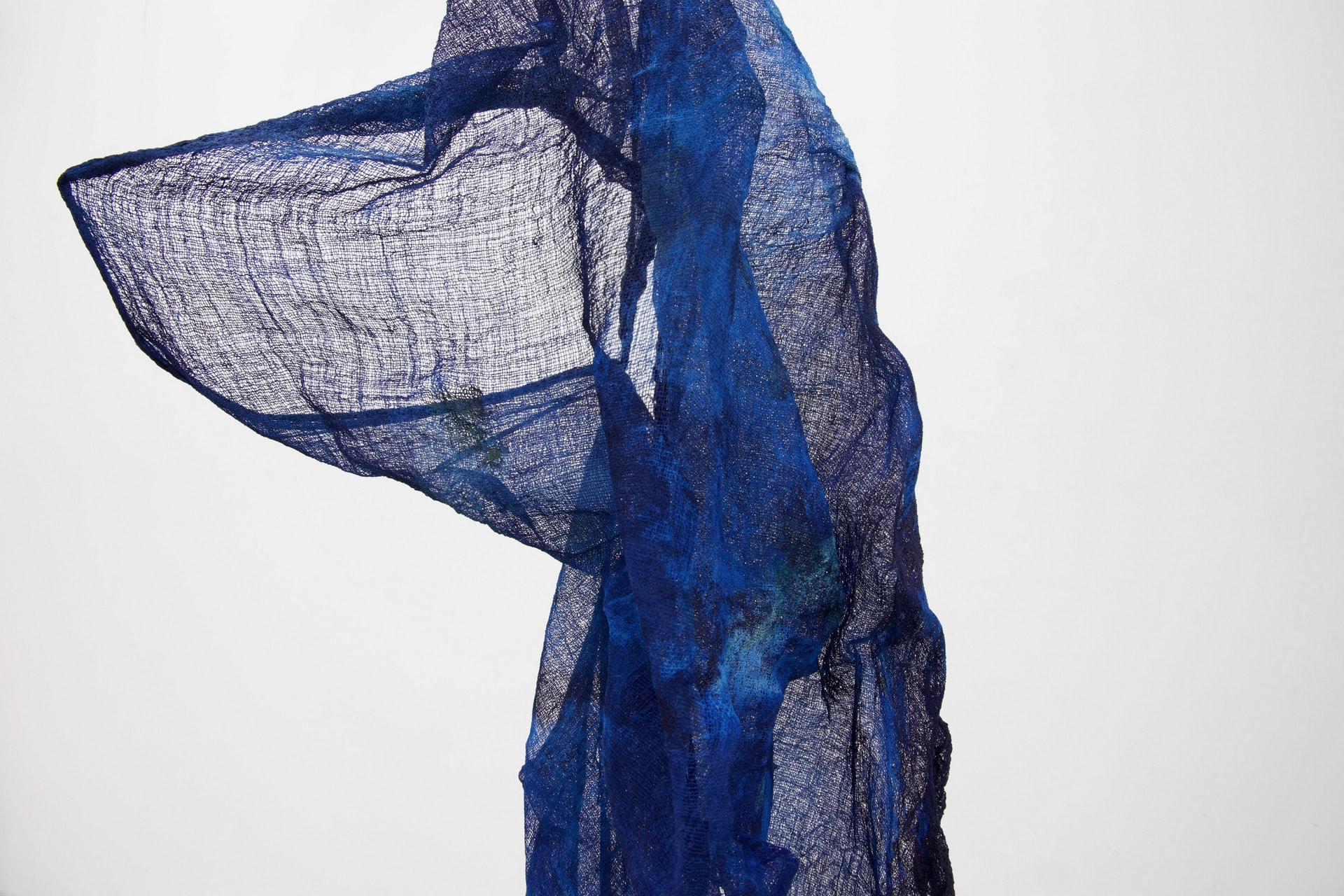 detail of fabric blue sculpture