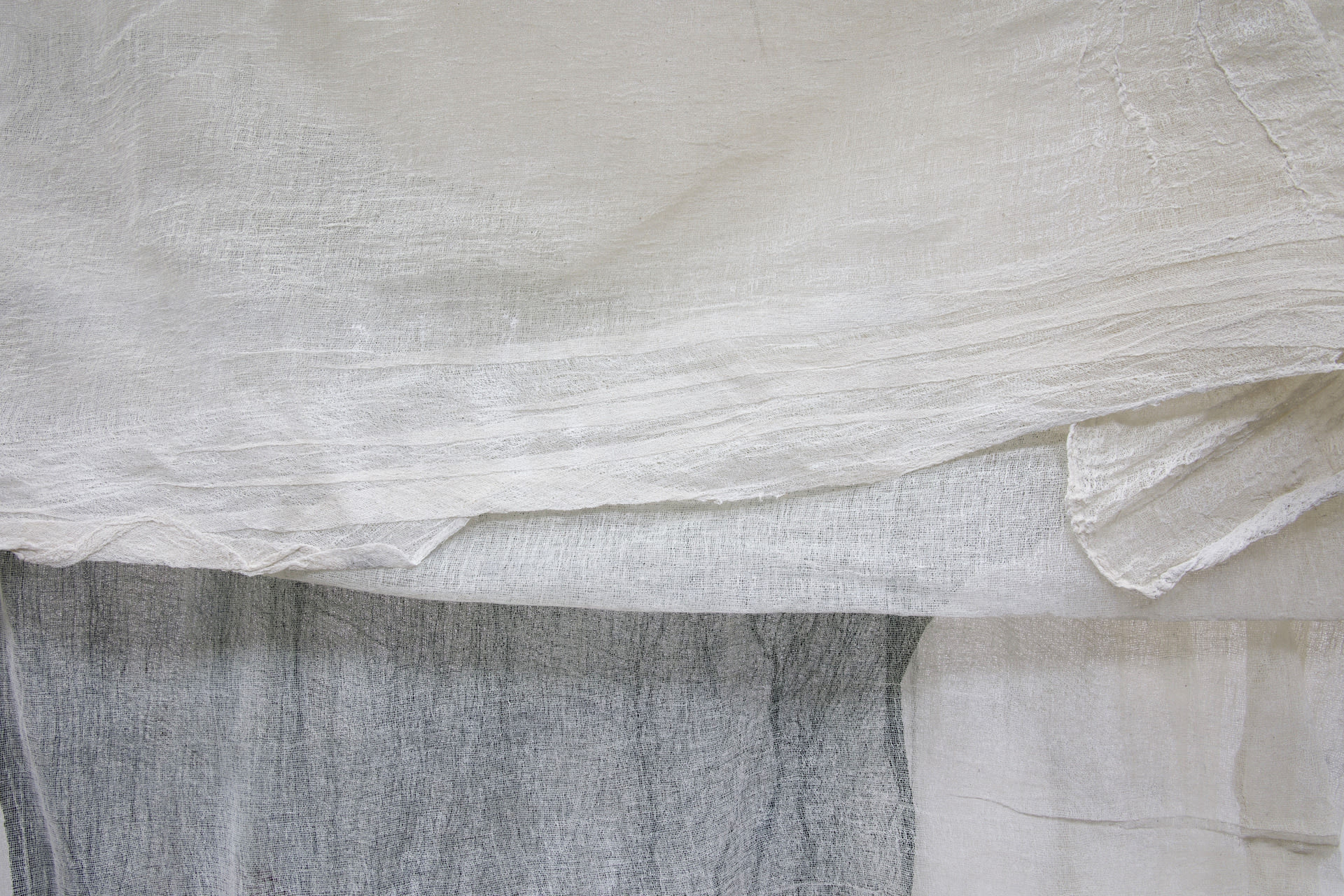 untitled detail of white cotton scrim