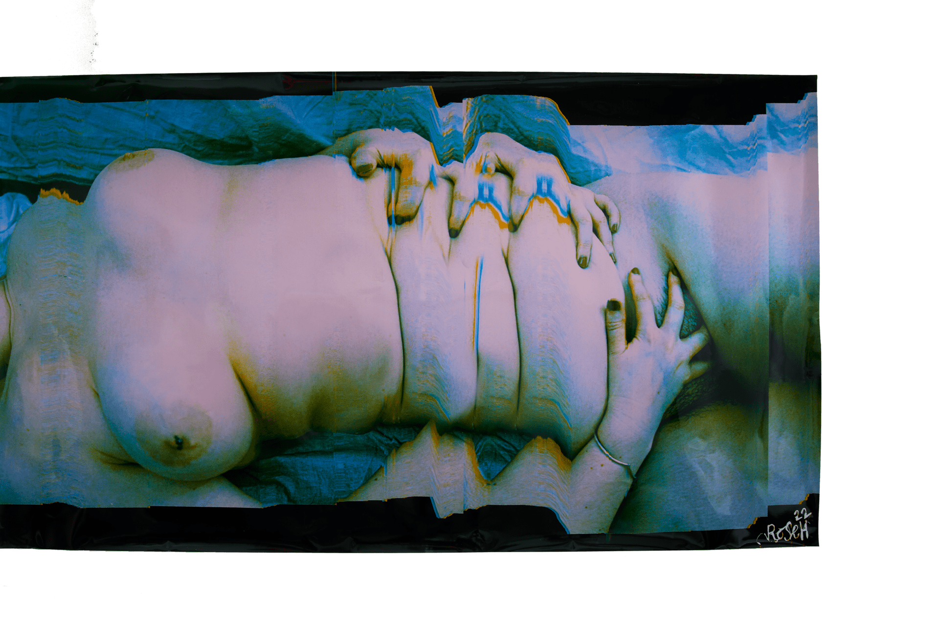 Large C-Type Print of a pink and blue distorted female body