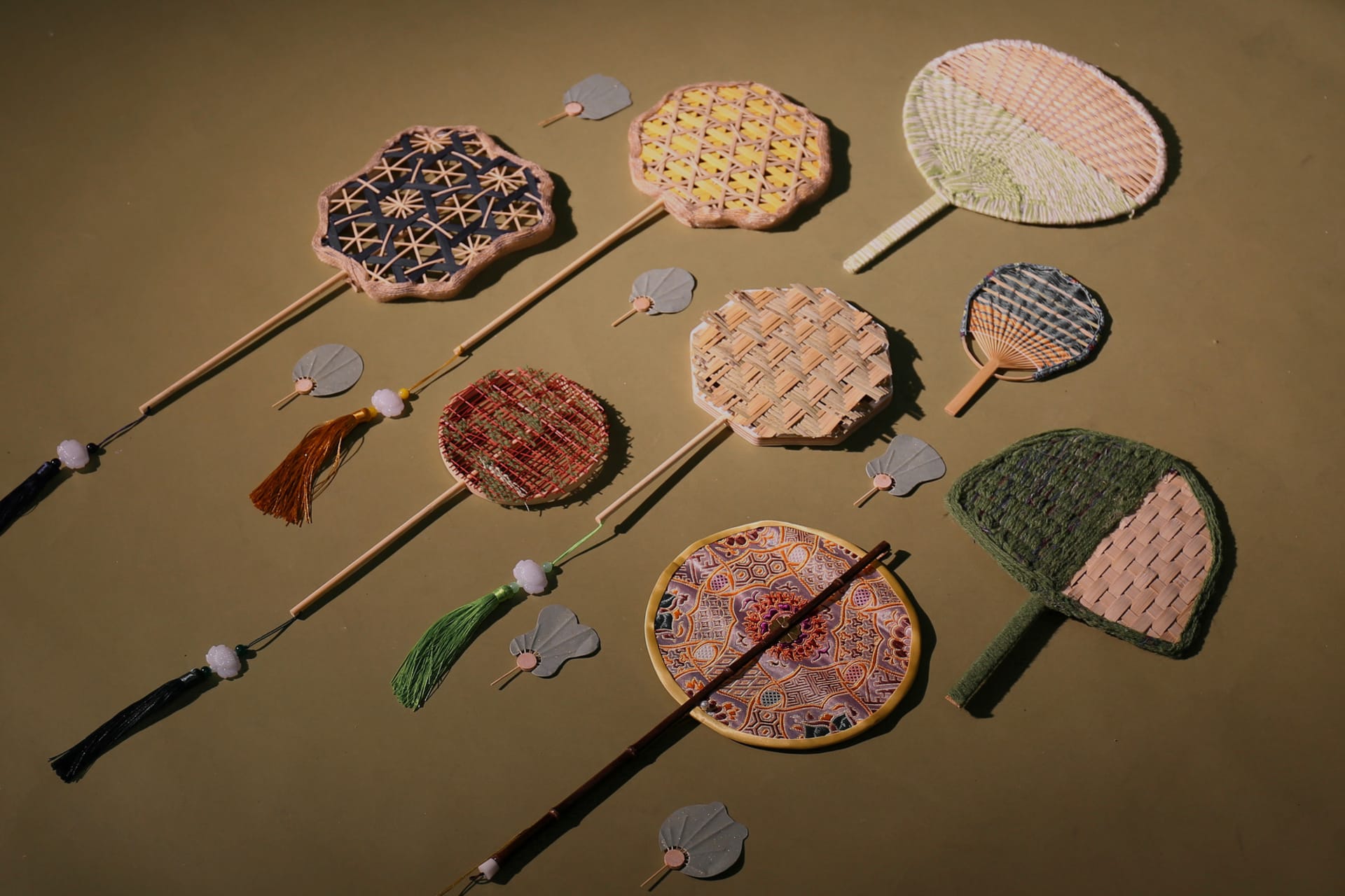 Some fans made of bamboo weaving technology