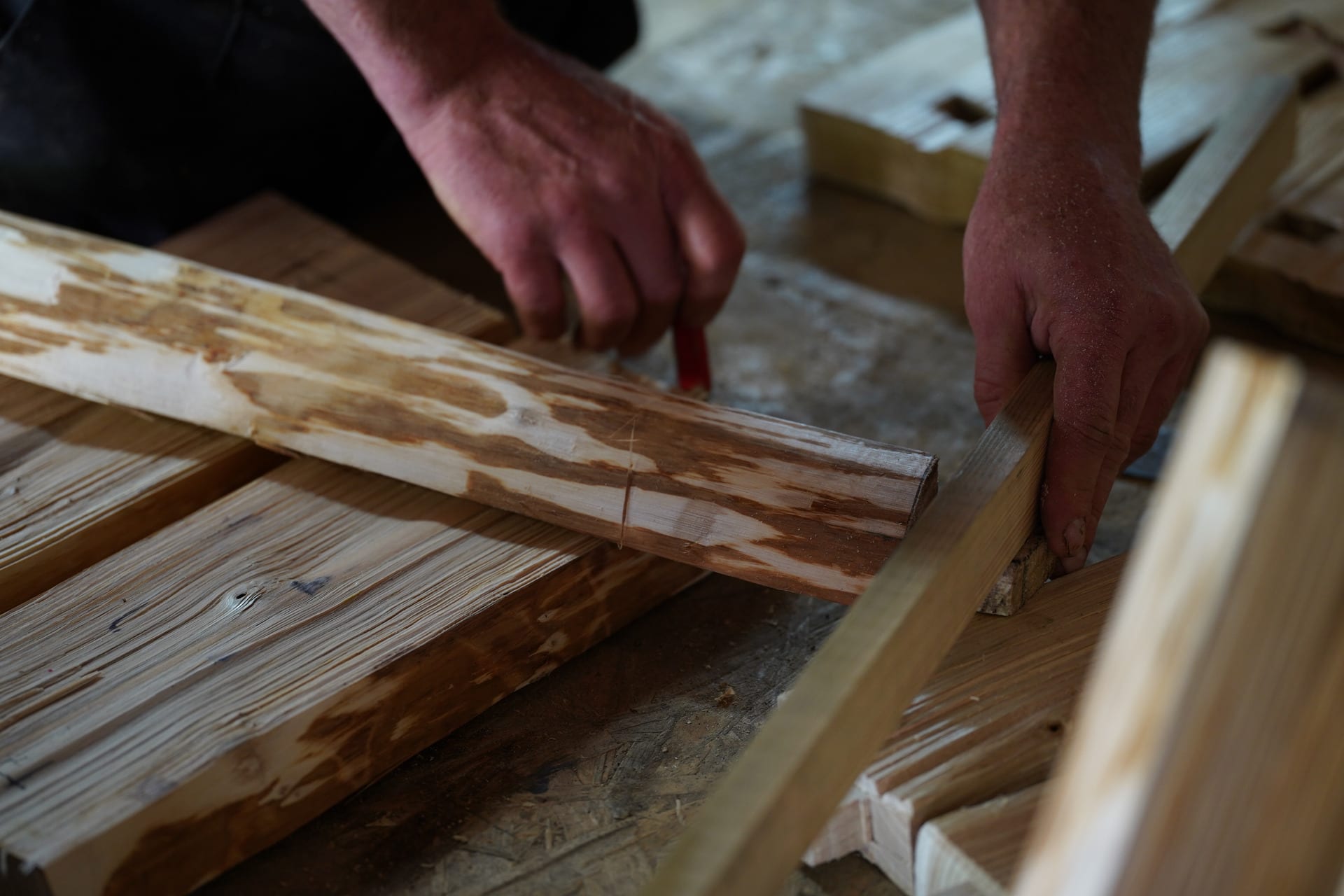 marking measurements on wood