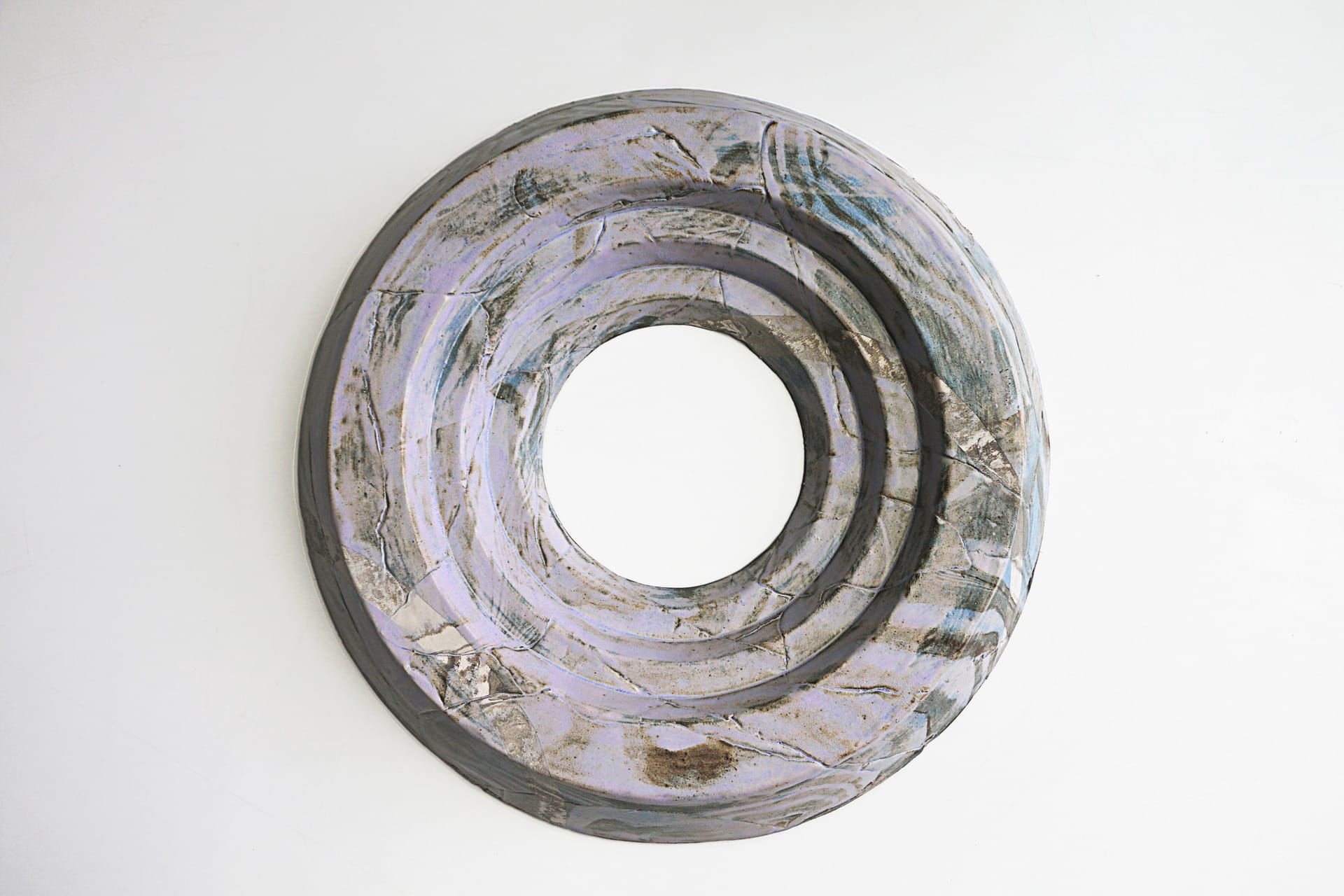 Glazed White Stoneware and Red Earthenware purple circle