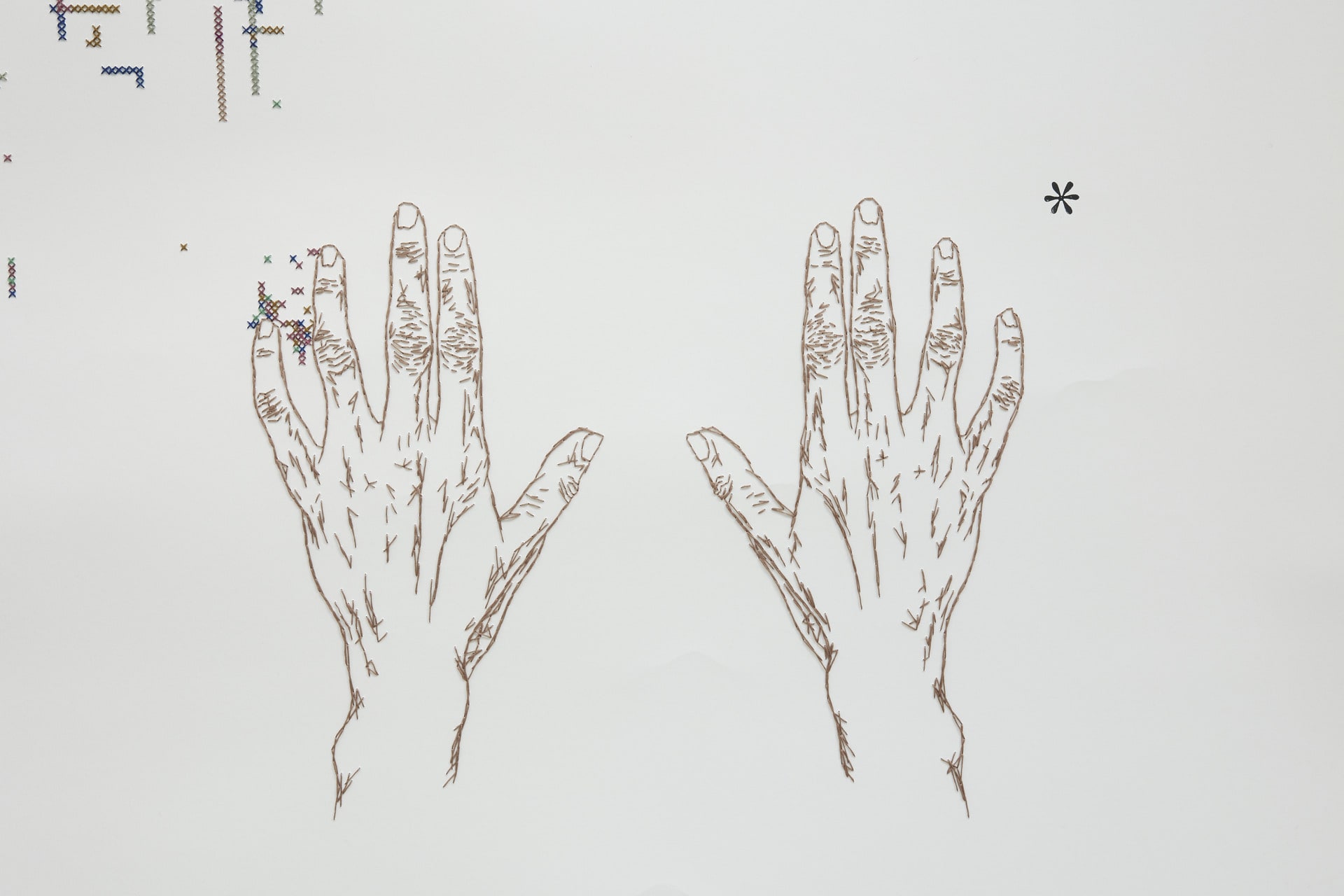 Hands embroidered on paper 